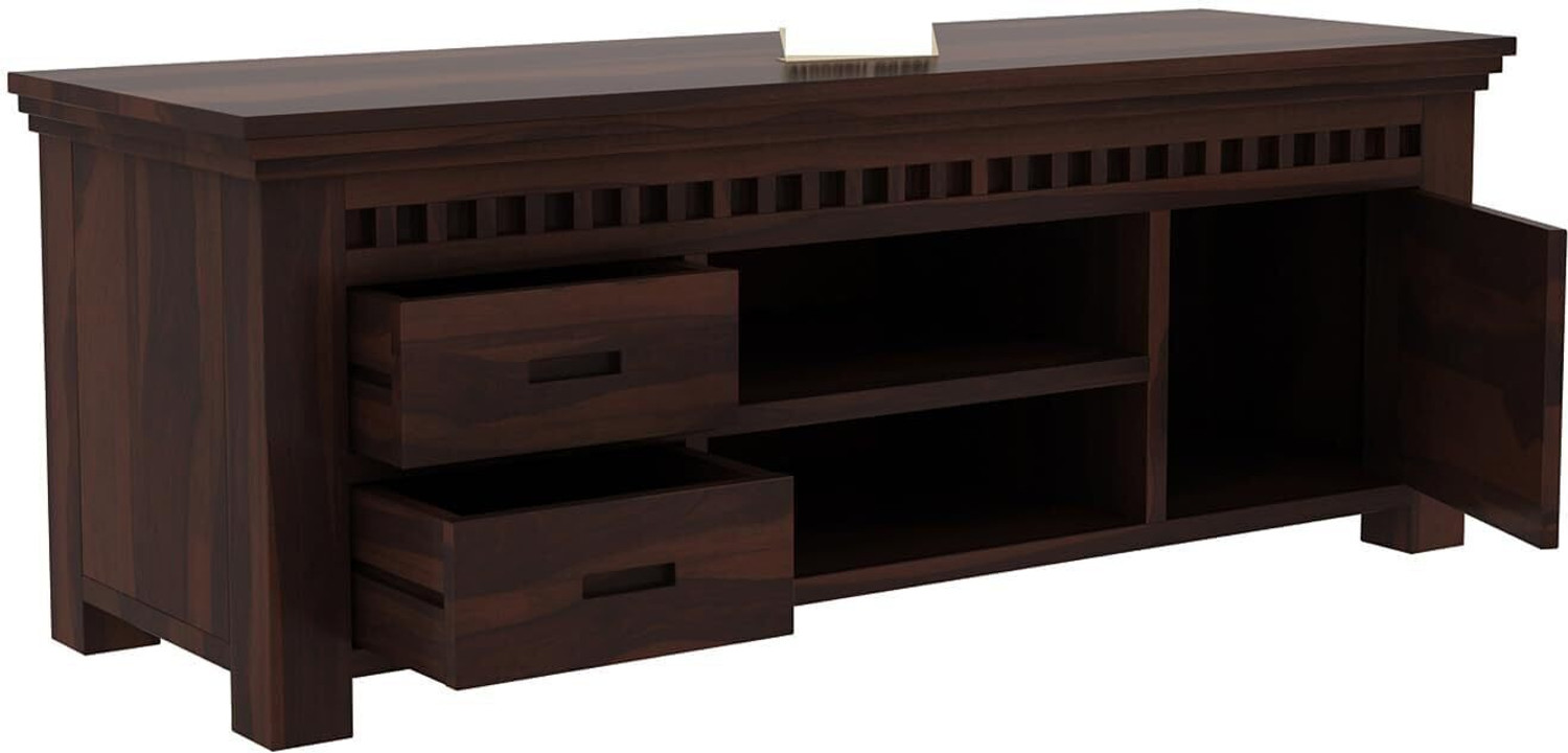 Image of AMBICA WOODMART Solid Sheesham Wood TV Entertainment Unit For Home\Office Area, Solid Wood TV Entertainment Unit