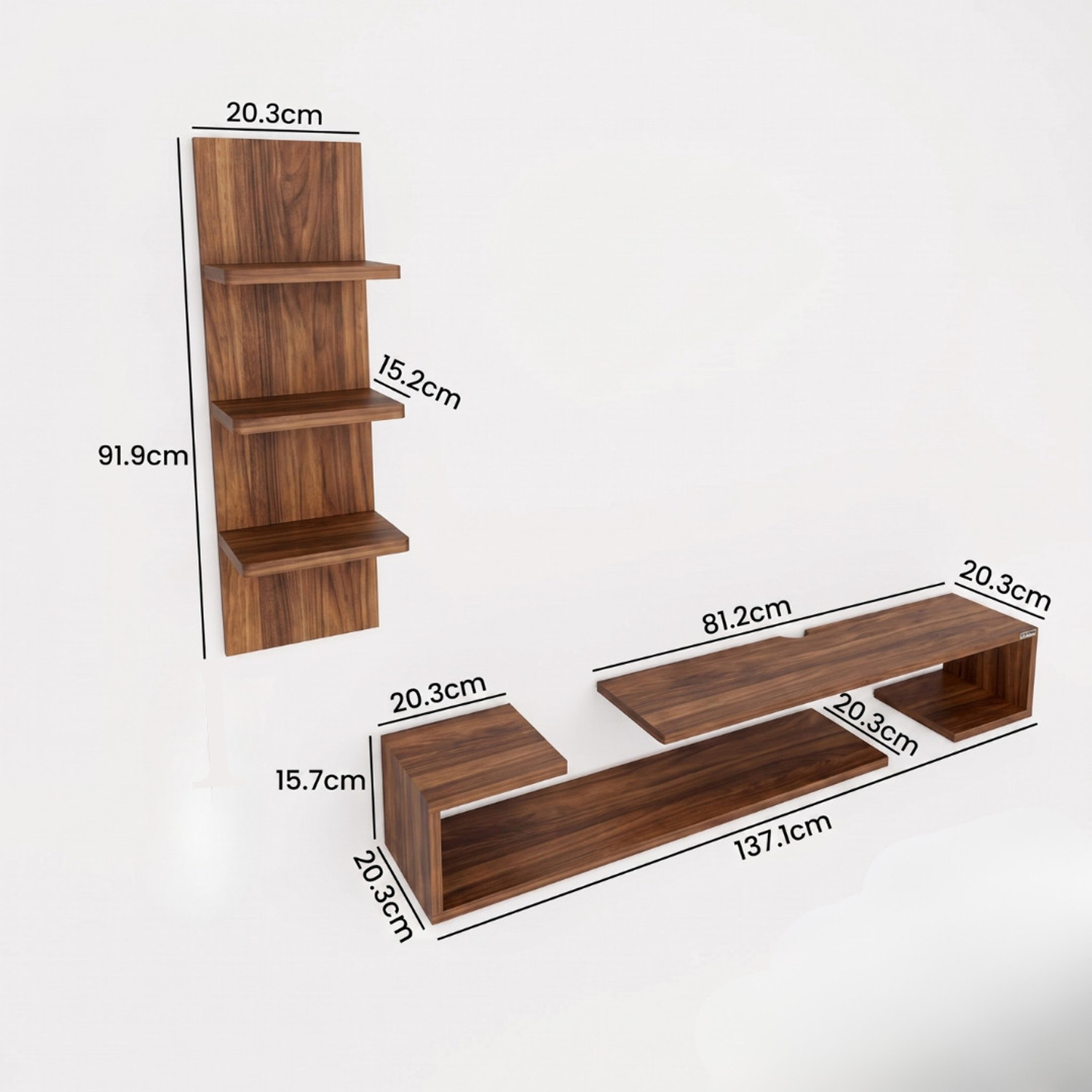 Image of Flipkart Perfect Homes Luma rack cabinet stand display console set top box 17mm Thick Wall Mount Engineered Wood TV Entertainment Unit (Finish Color - Walnut, DIY(Do-It-Yourself))
