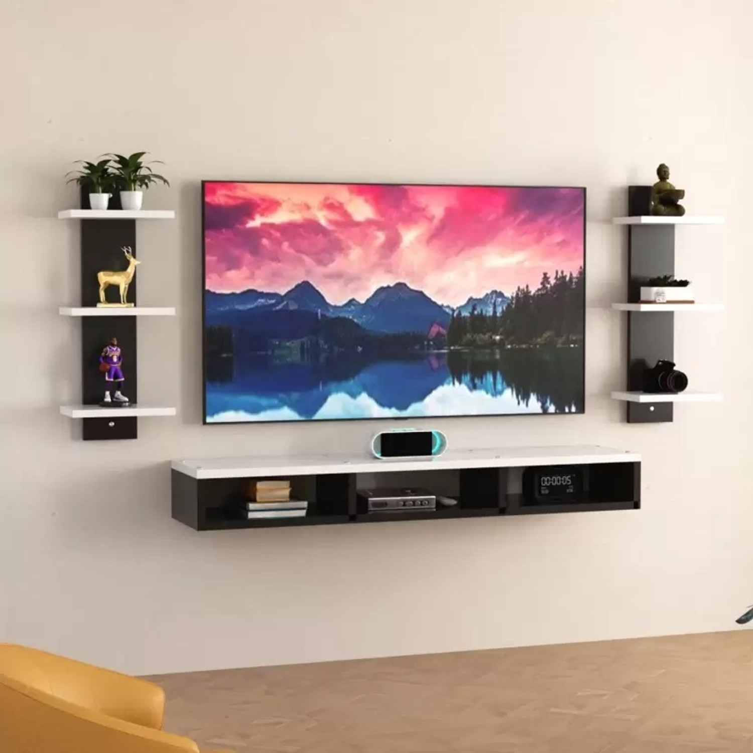 Image of THESMARTCRAFTS Entertainment Unit /TV Cabinet with Rack for Set Top & Decorative Objects Engineered Wood TV Entertainment Unit