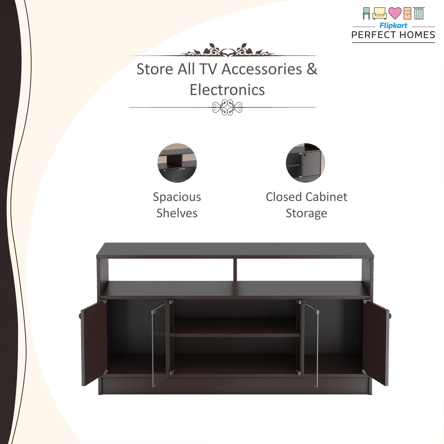 Image of Flipkart Perfect Homes Phonox Engineered Wood TV Entertainment Unit