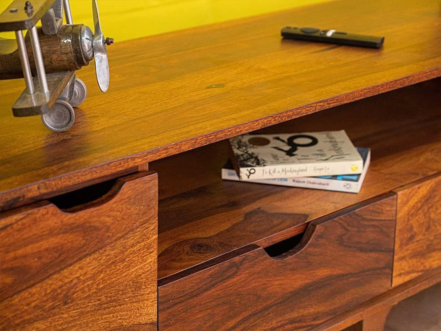 Image of THE WOODEN CITY Sheesham (Rosewood) TV Cabinet Solid Wood TV Entertainment Unit