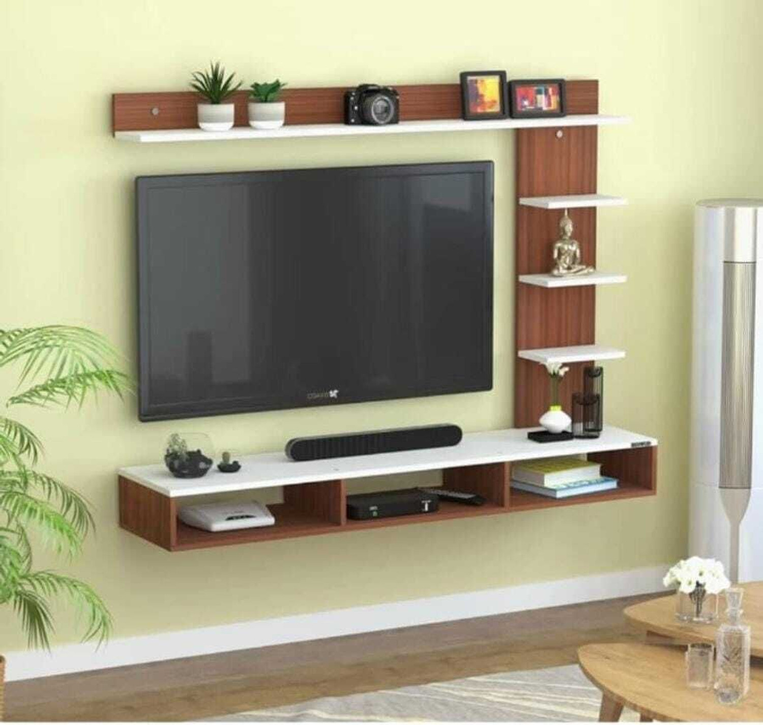 Image of Aariwoody Futuristic Carving Engineered Wood TV Entertainment Unit