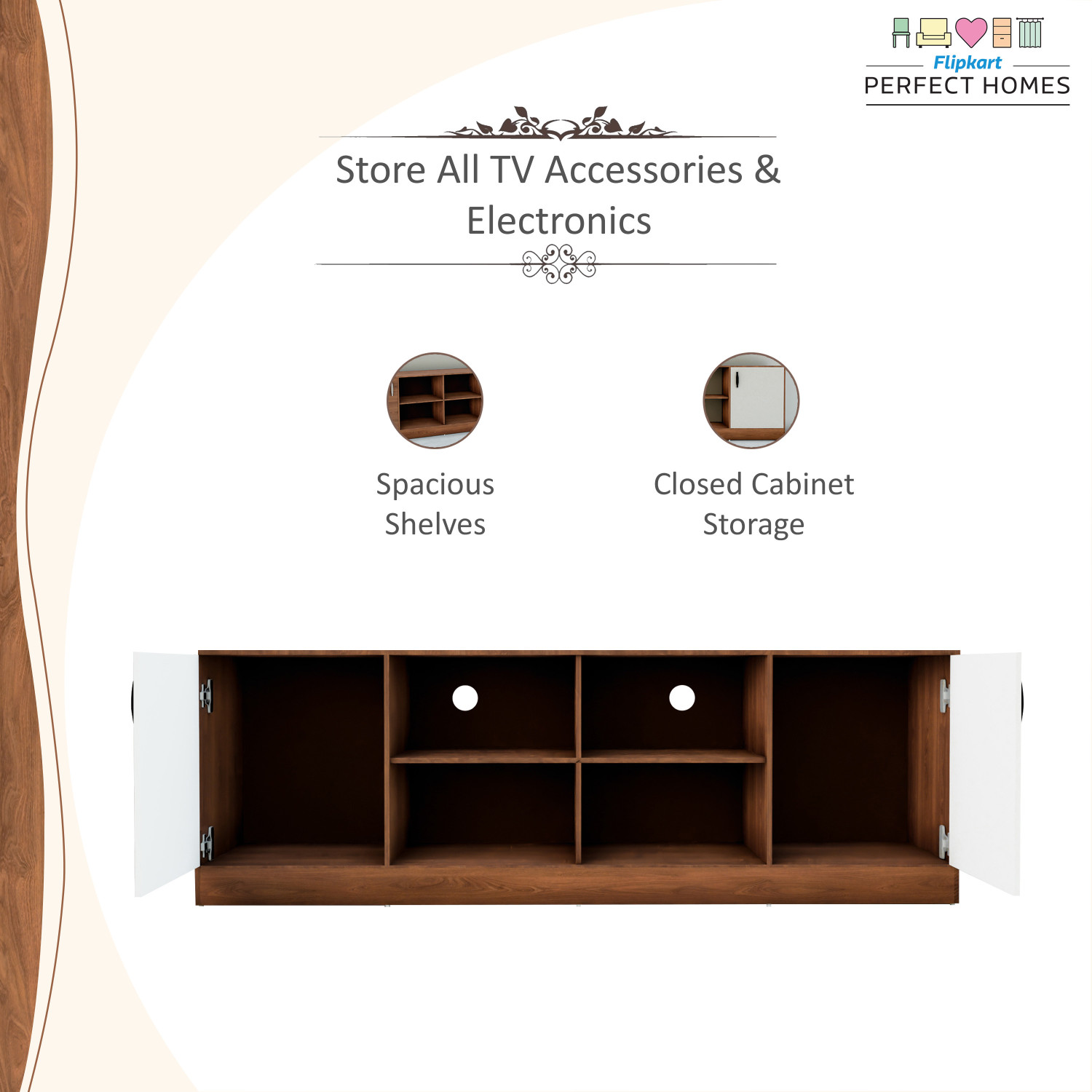 Image of Flipkart Perfect Homes KAMET Engineered Wood TV Entertainment Unit