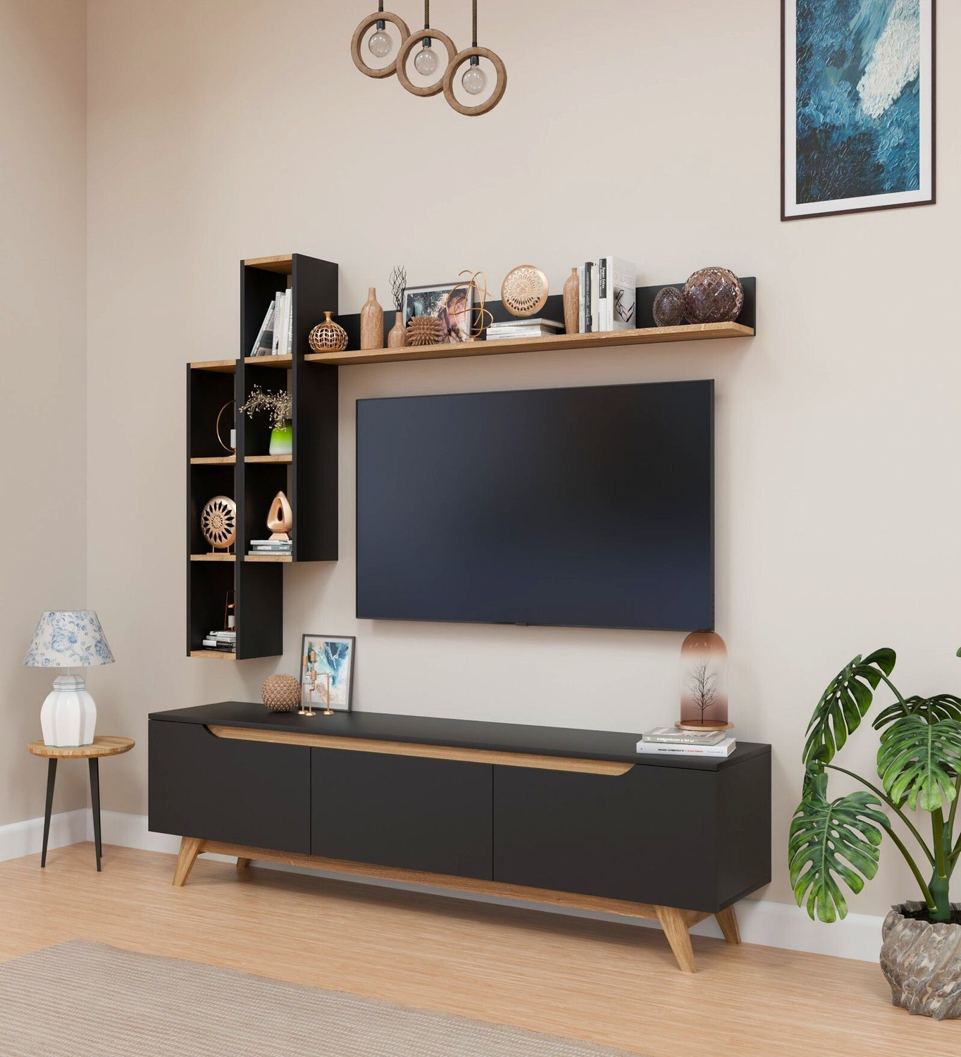 Image of Spyder Craft Matte Finish TV Entertainment Unit Tv Stand And Decore Engineered Wood TV Entertainment Unit