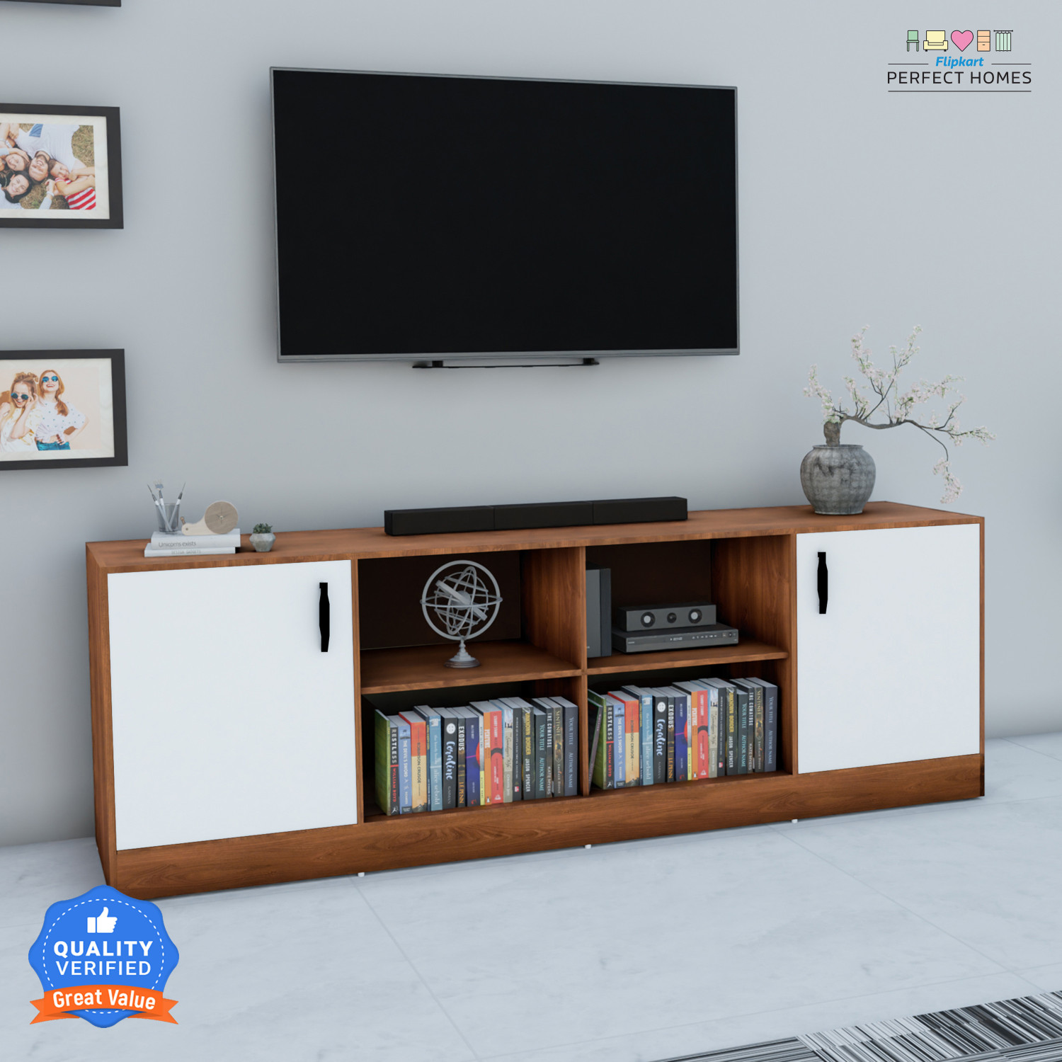 Image of Flipkart Perfect Homes KAMET Engineered Wood TV Entertainment Unit