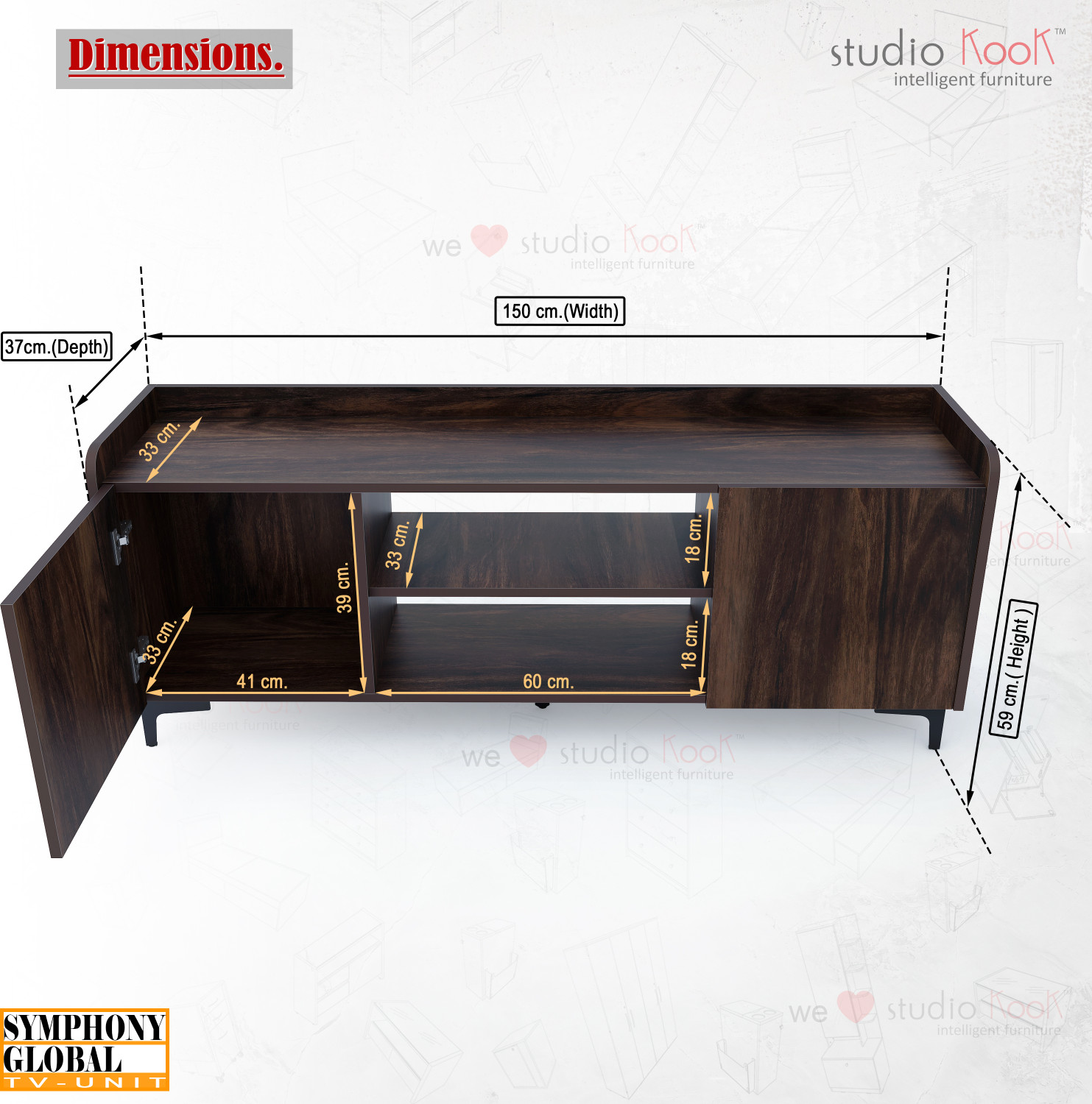 Image of Studio Kook Symphony Global Engineered Wood TV Entertainment Unit