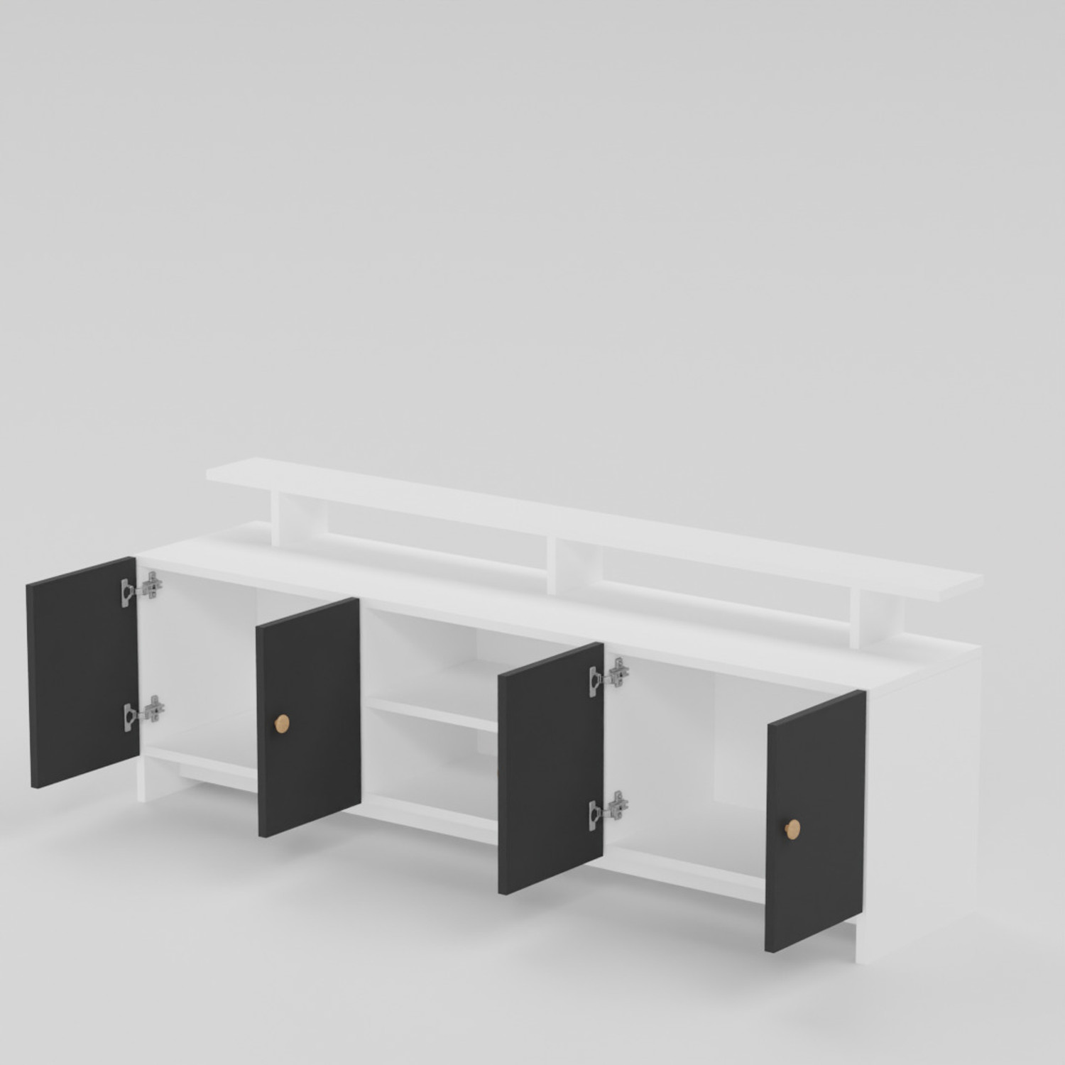 Image of Flipkart Perfect Homes TV Stand Table for Living Room | TV Unit Cabinet Furniture for Home |Living room Engineered Wood TV Entertainment Unit (Finish Color - White & Black, DIY(Do-It-Yourself))