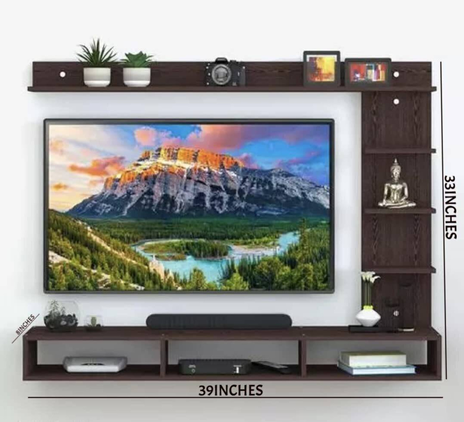 Image of Artival Crafts Triple Side TV Cabinet for Bedroom in 32 inch Engineered Wood TV Entertainment Unit