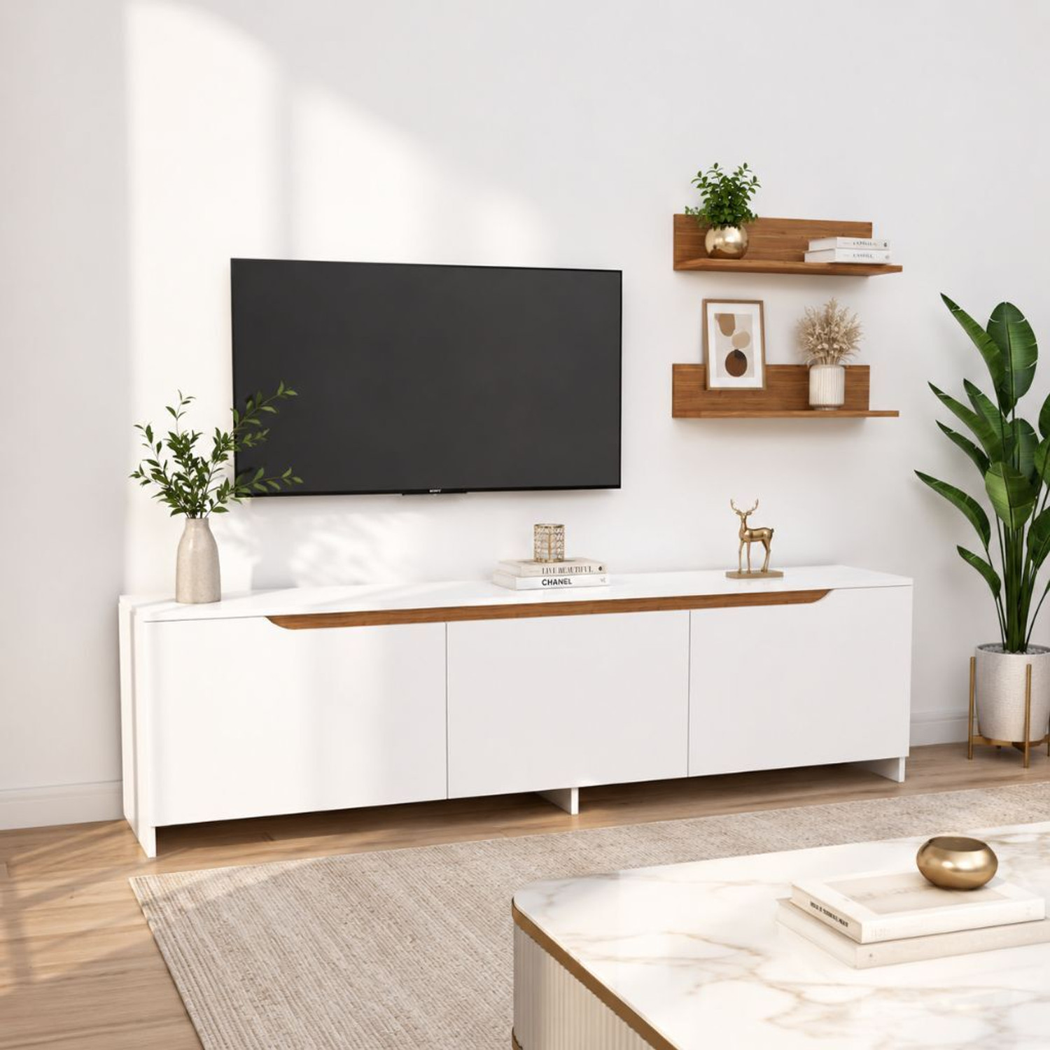 Image of Spyder Craft Matte Finished Tv Unit stand Cabinet With Storage Engineered Wood TV Entertainment Unit