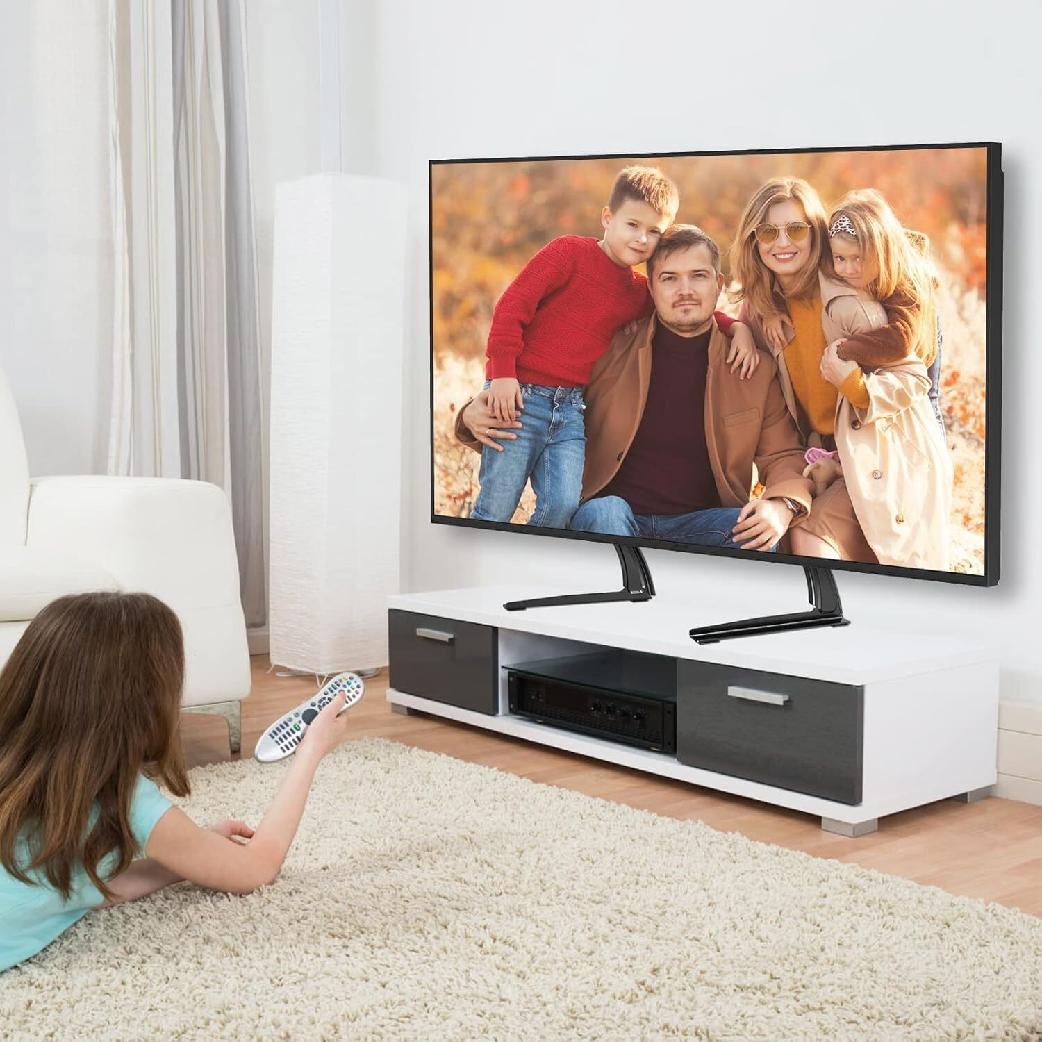 Image of Harboan Universal Table Top TV Stand for Most 26 to 37 inch TV Base Holds up to 88 lbs Fixed TV Mount