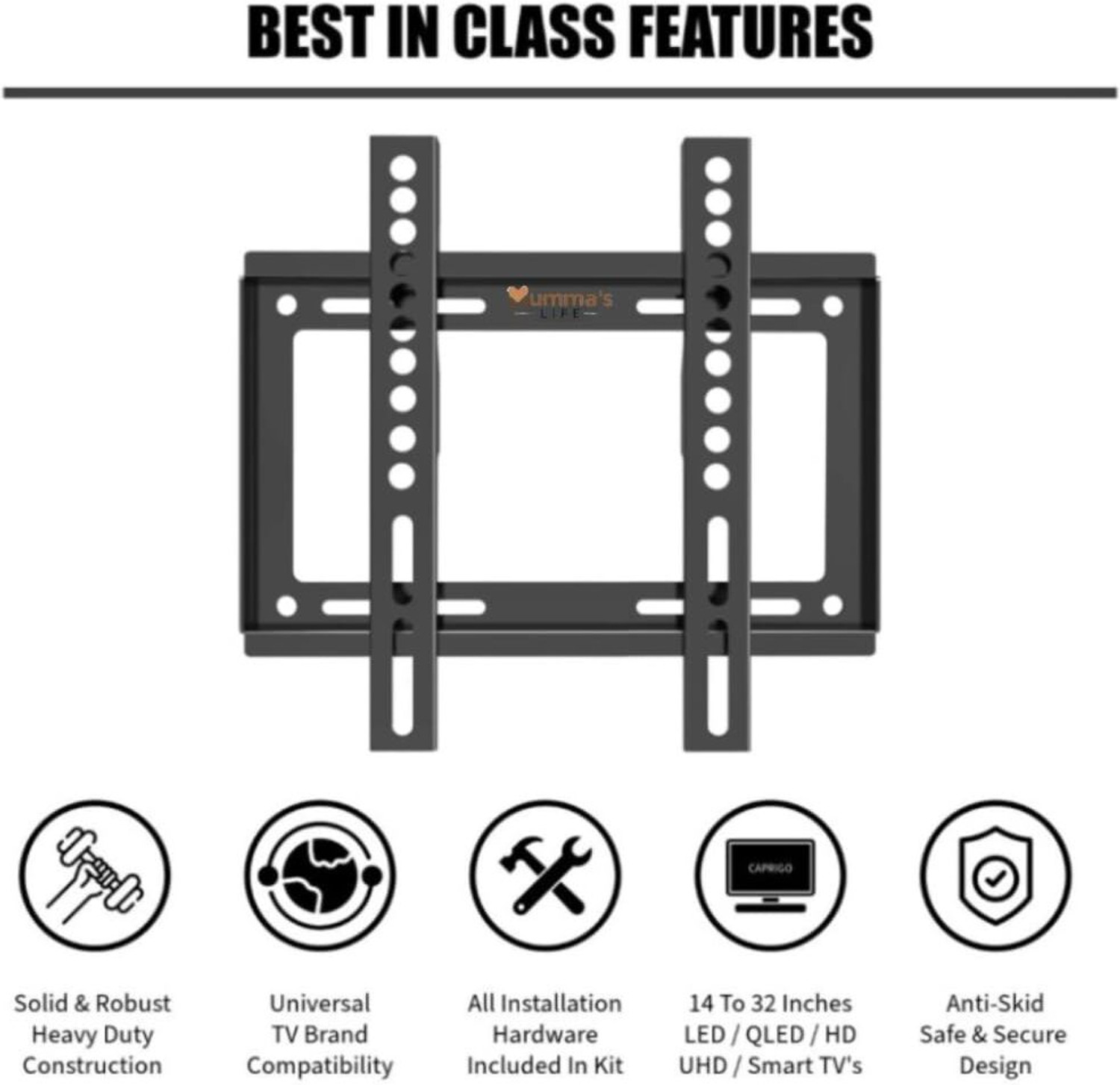 Image of Mumma's LIFE Heavy Duty TV Wall Mount for 14 - 32 Inches LED /HD /Smart TV Universal |Pack of 1 Fixed TV Mount