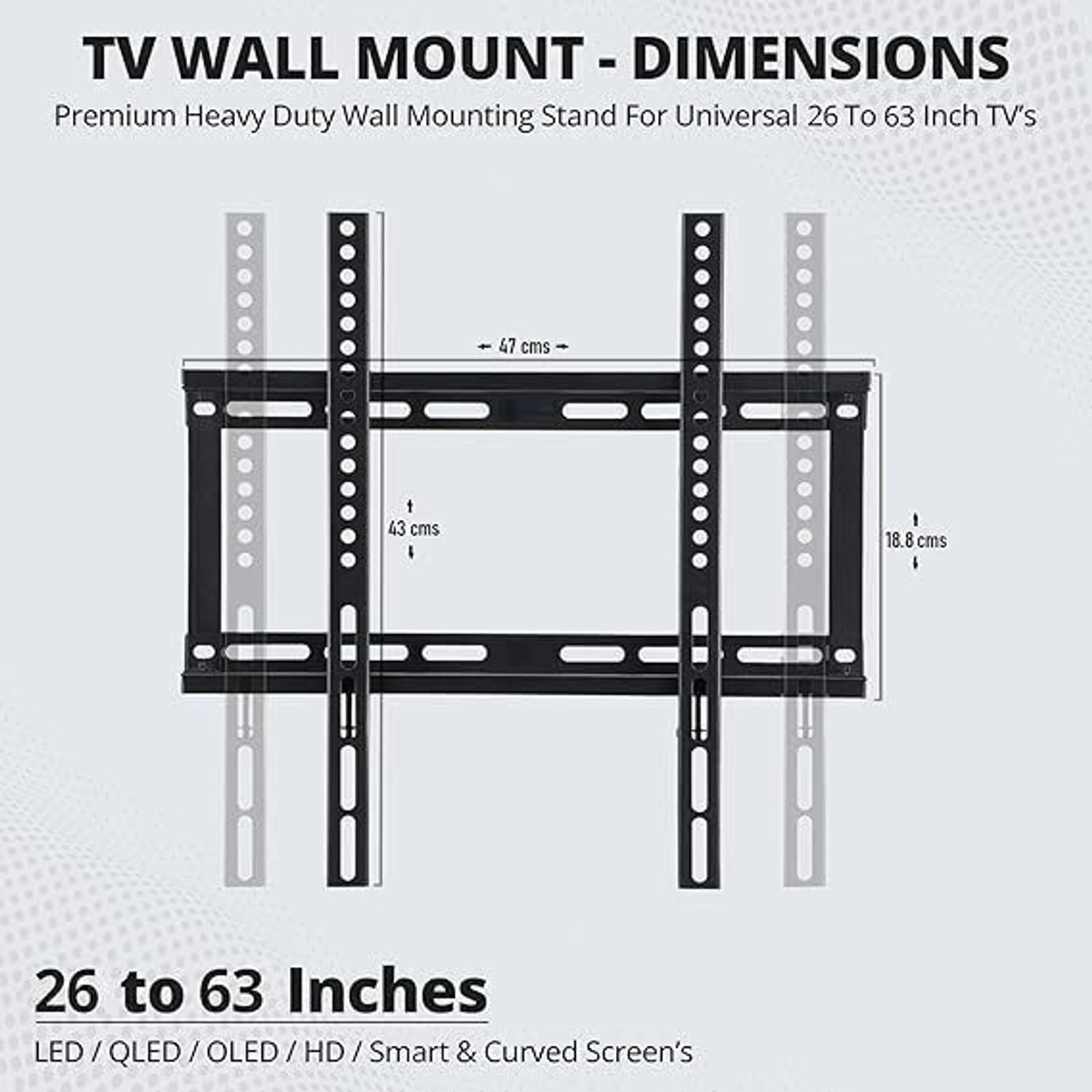 Image of Spotview Heavy Duty TV Wall Mount for 26 - 63 Inches LED /HD /Smart TV Universal|Pack of 1 Fixed TV Mount