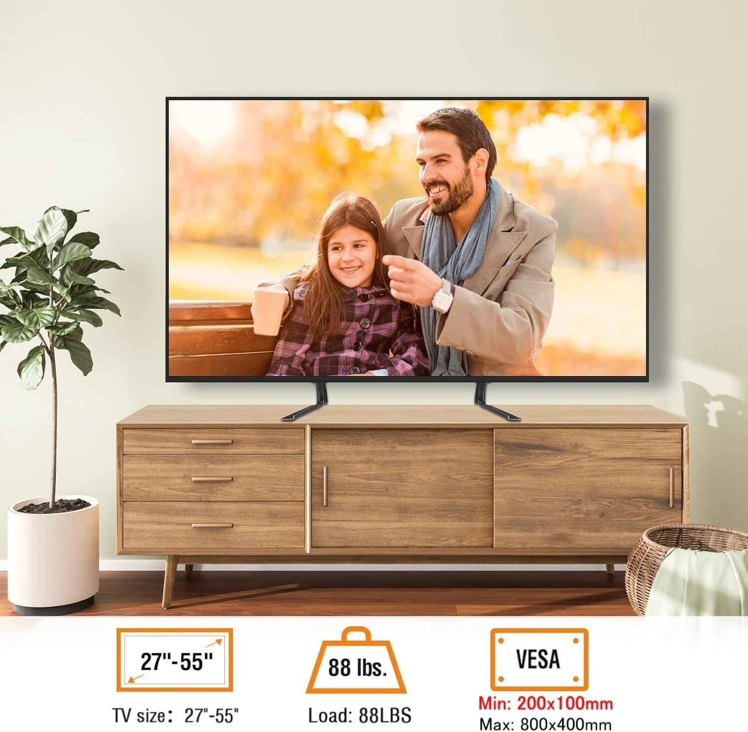 Image of Harboan Universal Table Top TV Stand for Most 26 to 37 inch TV Base Holds up to 88 lbs Fixed TV Mount