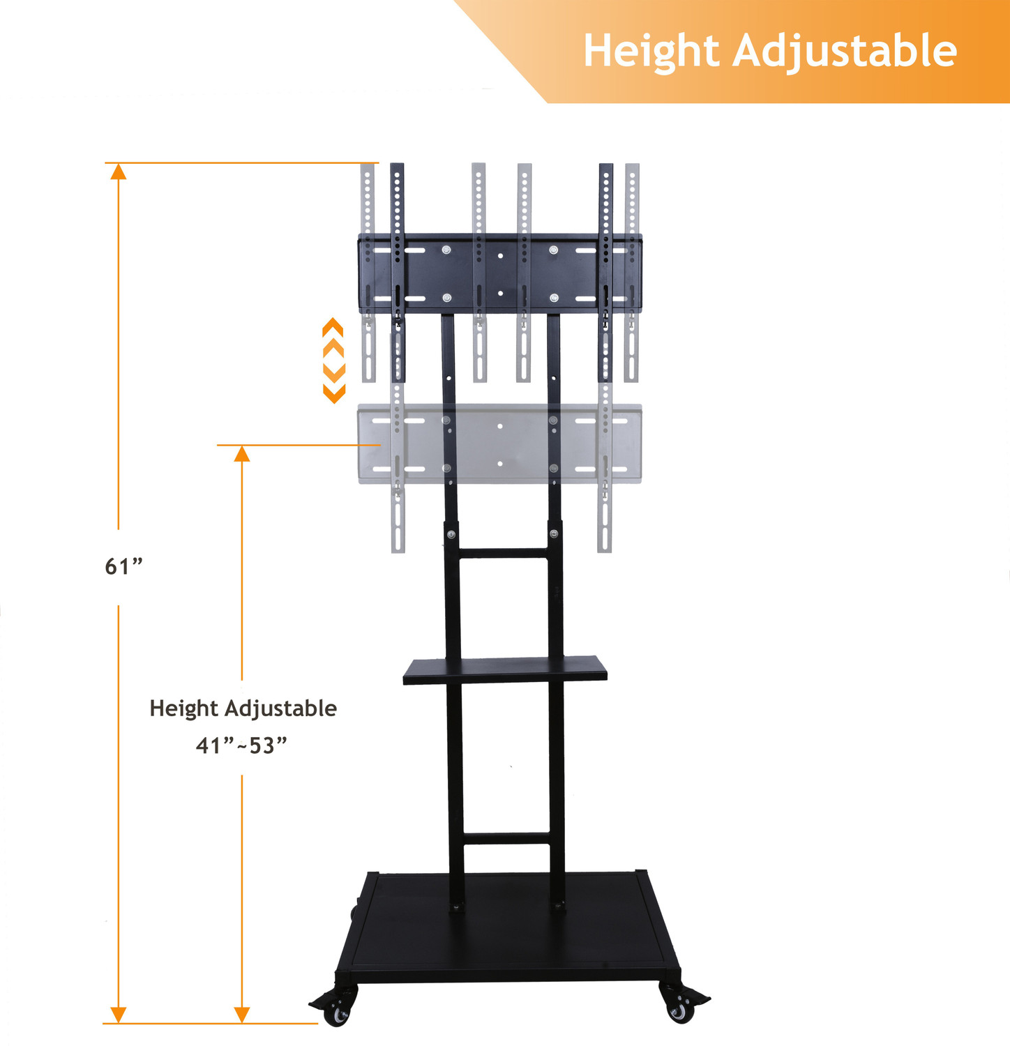 Image of D&V ENGINEERING Mobile TV Stand for 32-65 Inches TV , Height Adjustable TV Floor Stand Full Motion TV Mount
