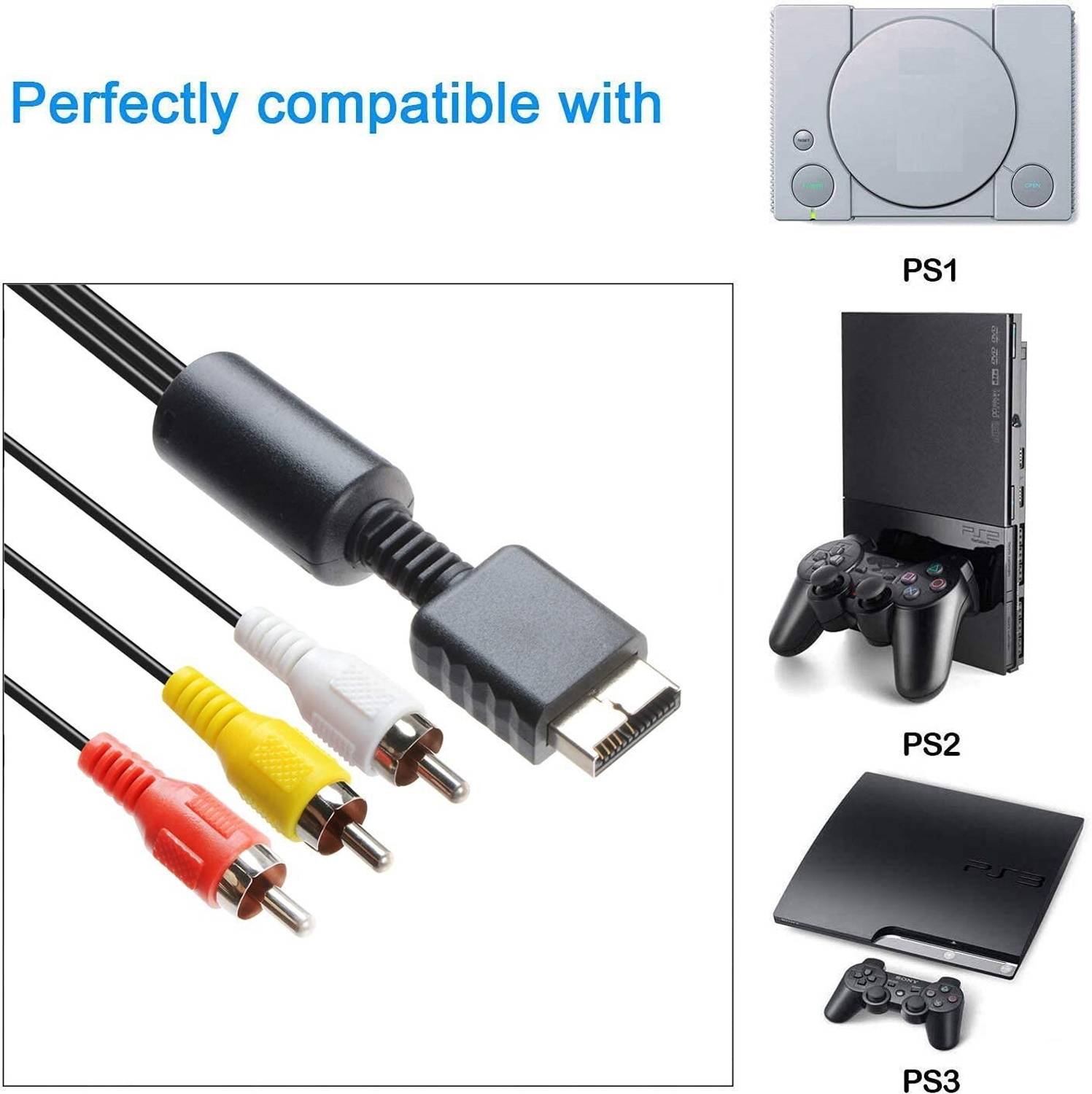 Pacificdeals TV-out Cable AV CABLE FOR PS2 PS3