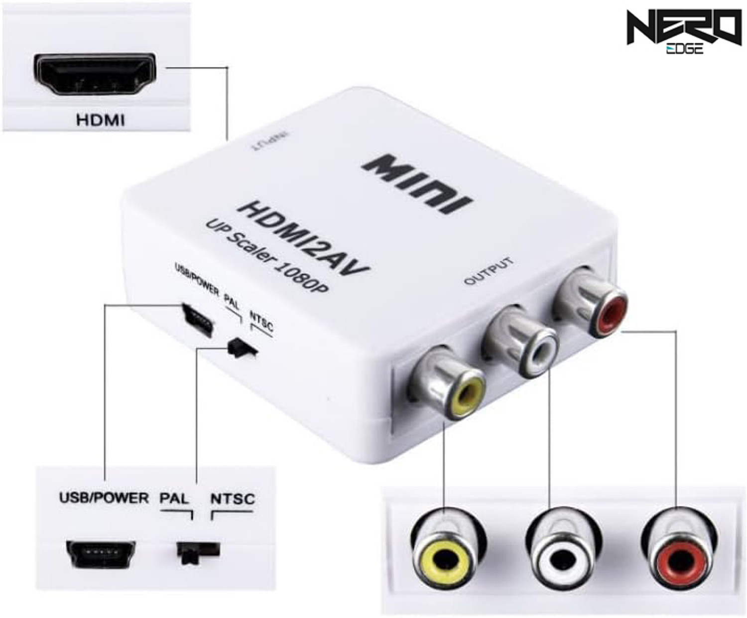 Image of NeroEdge TV-out Cable MINI HDMI2AV hdmi to av HD Video Converter