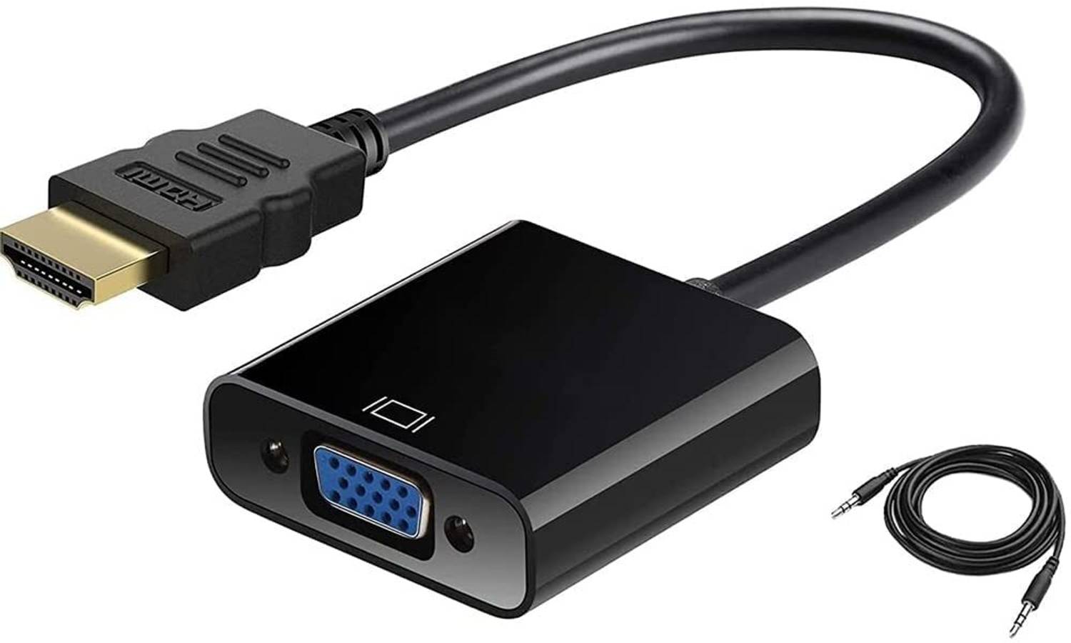 1Goal HDMI to VGA Gold Plated High-Speed 1080P Active HDTV HDMI to VGA Adapter Converter Male to Female with Audio and Micro USB Charging Cable USB Hub