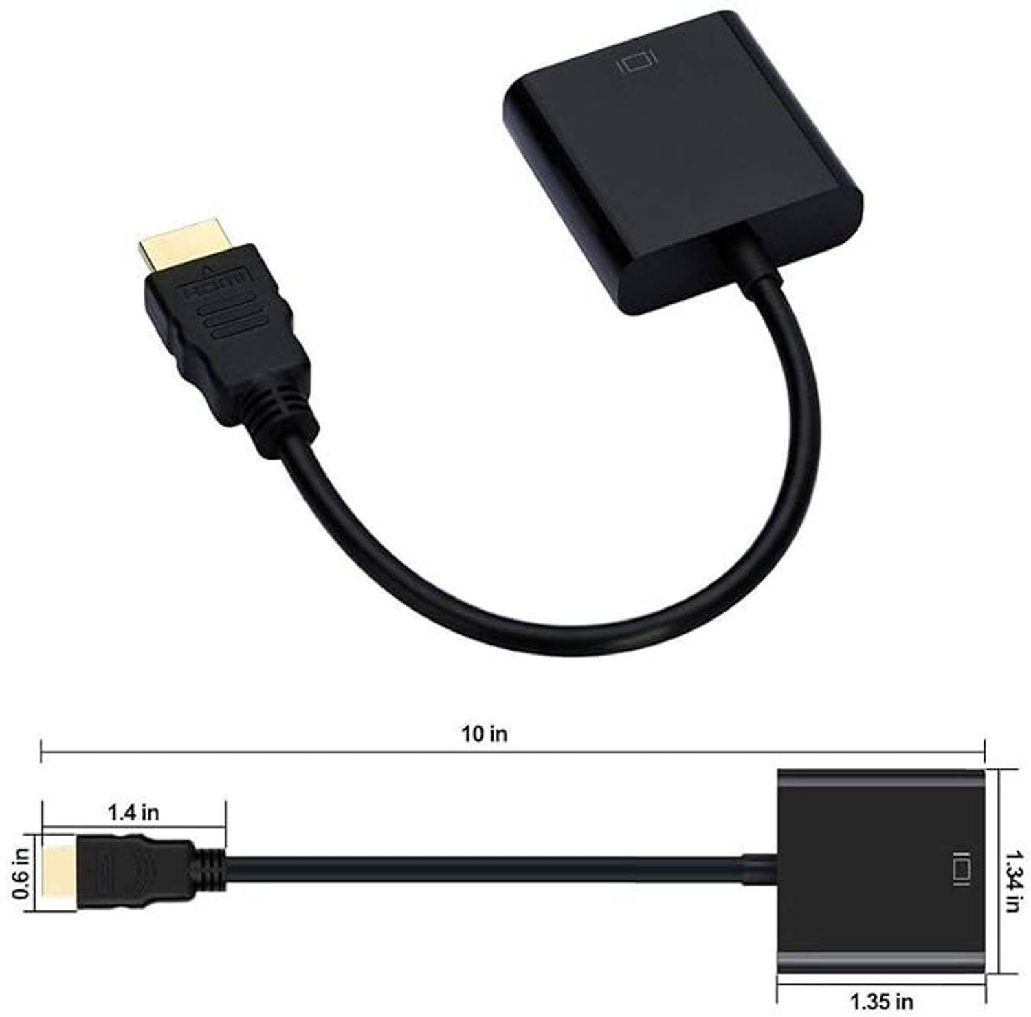 autoskills TV-out Cable HDMI to VGA Adapter (Male to Female) for Computer, Laptop, HDTV, Xbox