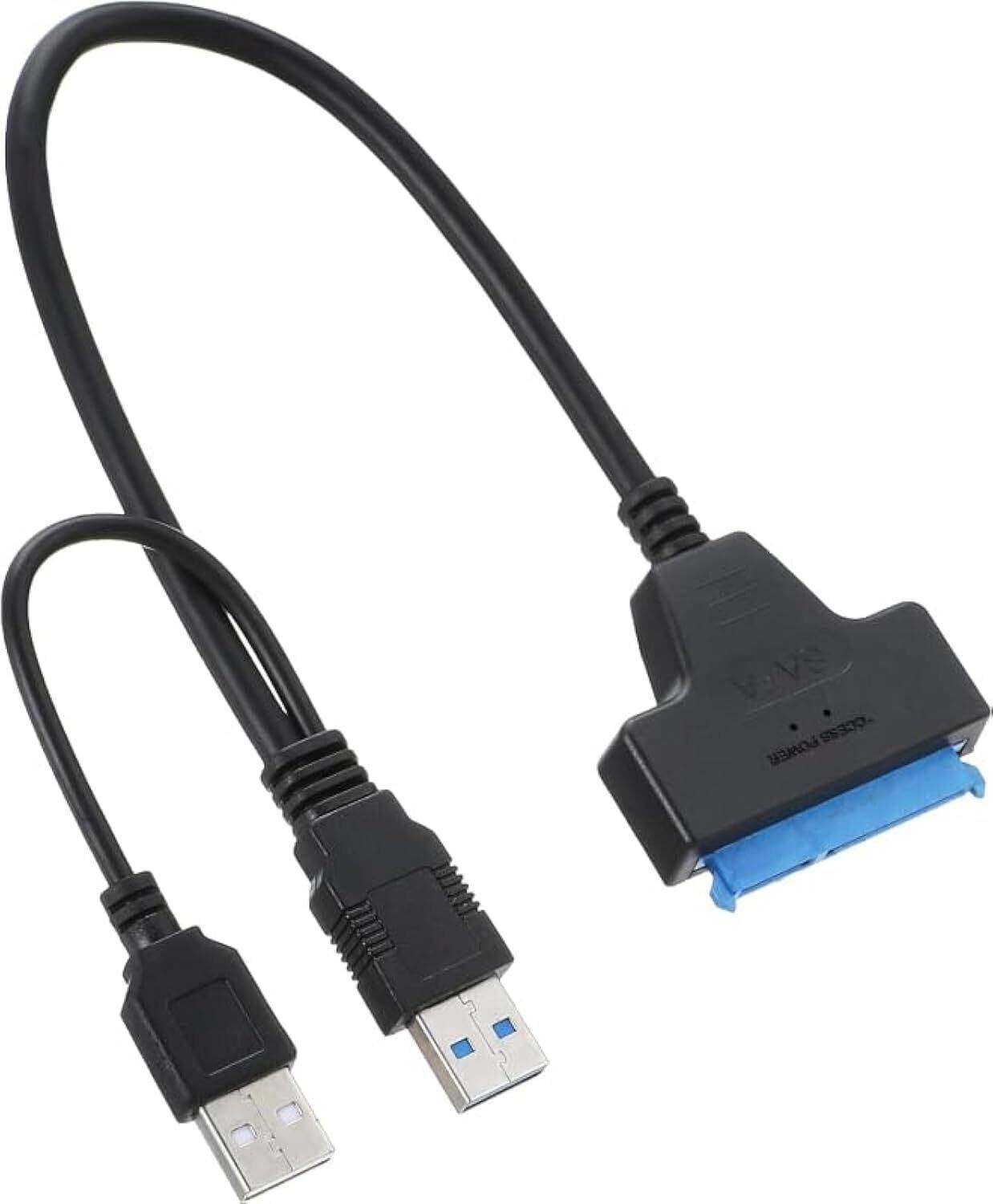 Sancy TV-out Cable USB 3.0 to SATA Adapter Cable, 3A Fast Charging, Pure Copper with DC Port, Black