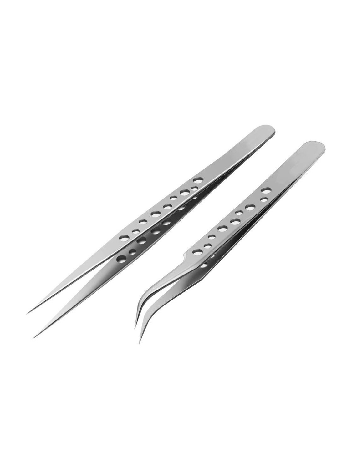 Image of WOWSOME 2 Pcs Anti-static Tweezers Curved Straight Tip Precision Stainless Steel