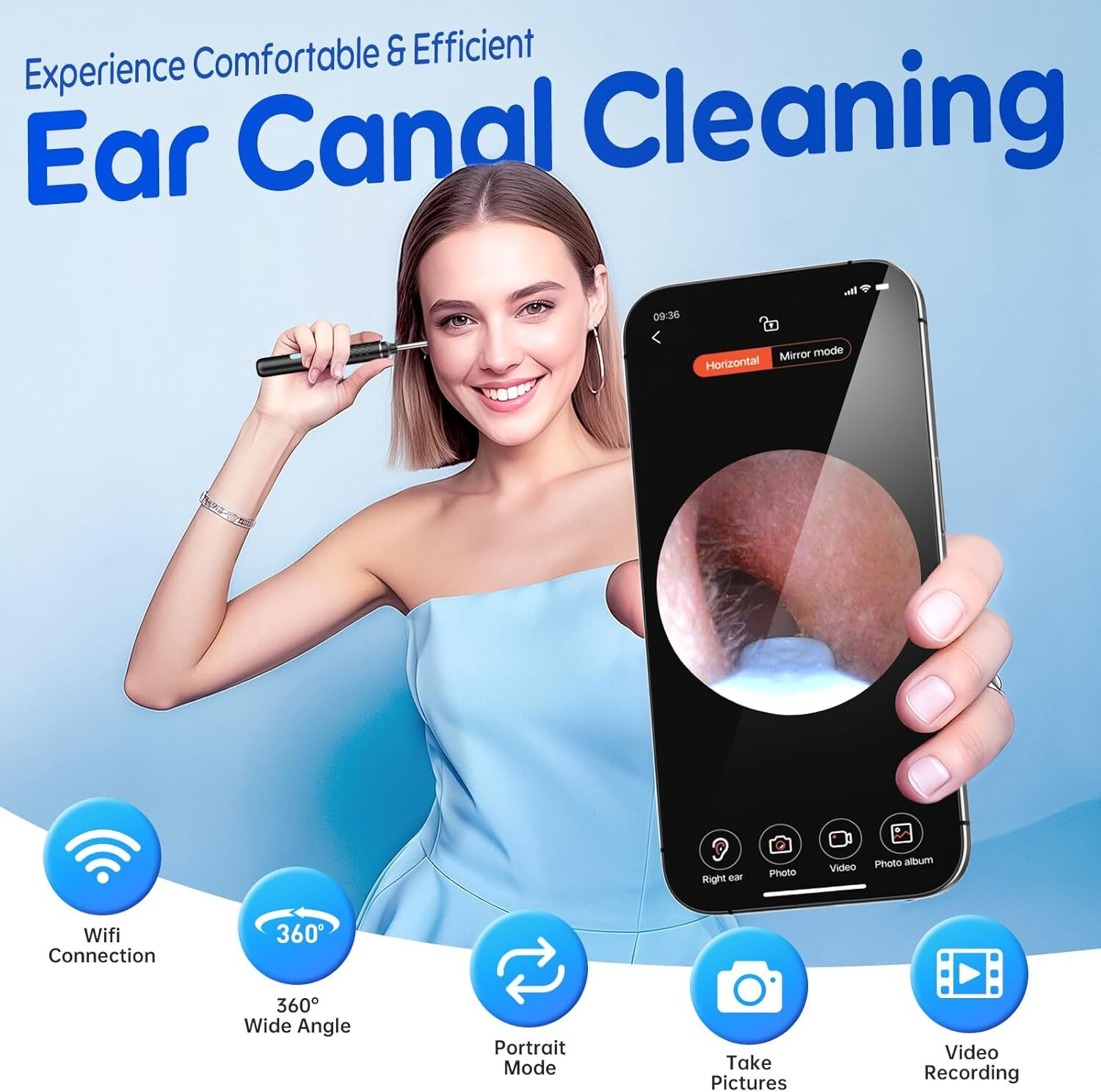 Image of SPARKLESS Ear Wax Removal Tool Camera, 1080P HD Ear Camera & 6 LED Lights
