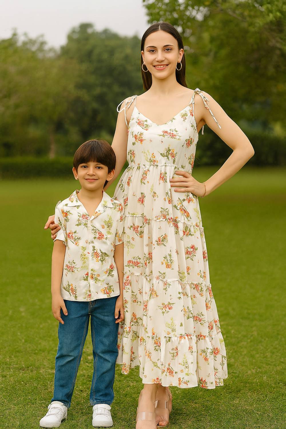 mother son dresses for birthday in india huegenz Printed & Dress Twinning Set Price discountable Women's Sexy Strapless Fitted Colour:CHAMPAGNE Or Wedding party Or