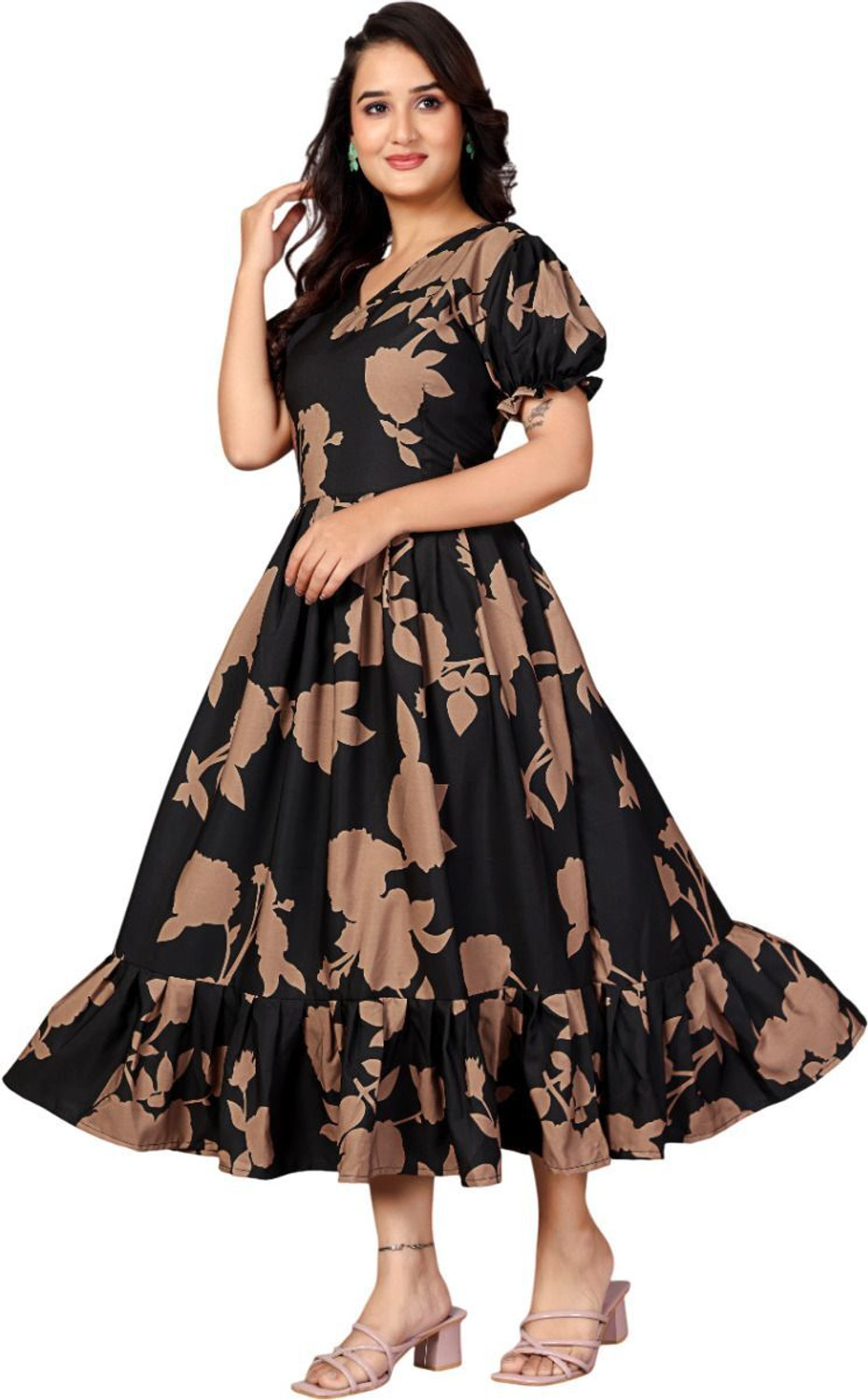Image of Nautiful Printed Mother & Daughter Dress Twinning Set
