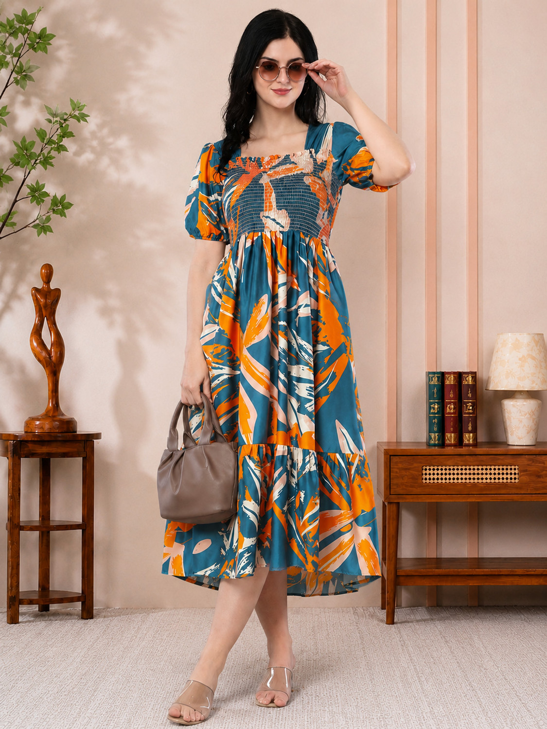 Image of Deklook Printed Mother & Daughter Dress Twinning Set