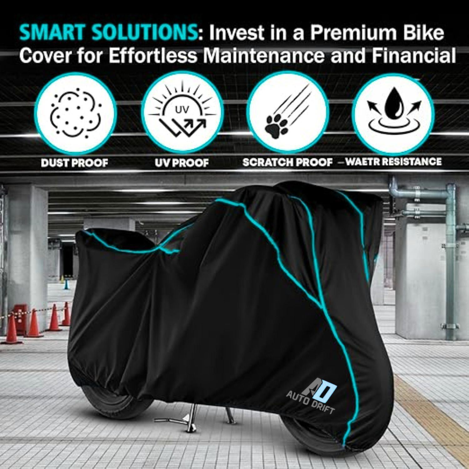 Image of Auto Drift Waterproof Two Wheeler Cover for Bajaj