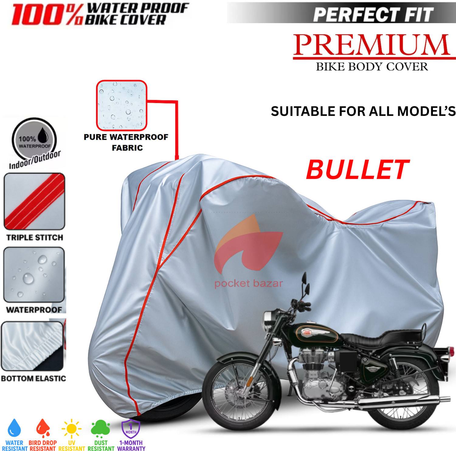 Image of pocket bazar Waterproof Two Wheeler Cover for Royal Enfield