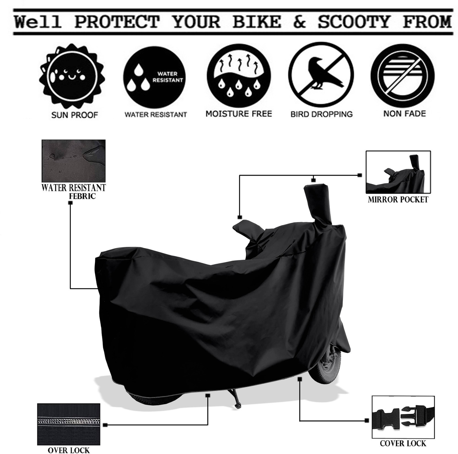 Image of DeepShakshi AUTOMOTIVE Waterproof Two Wheeler Cover for Hero