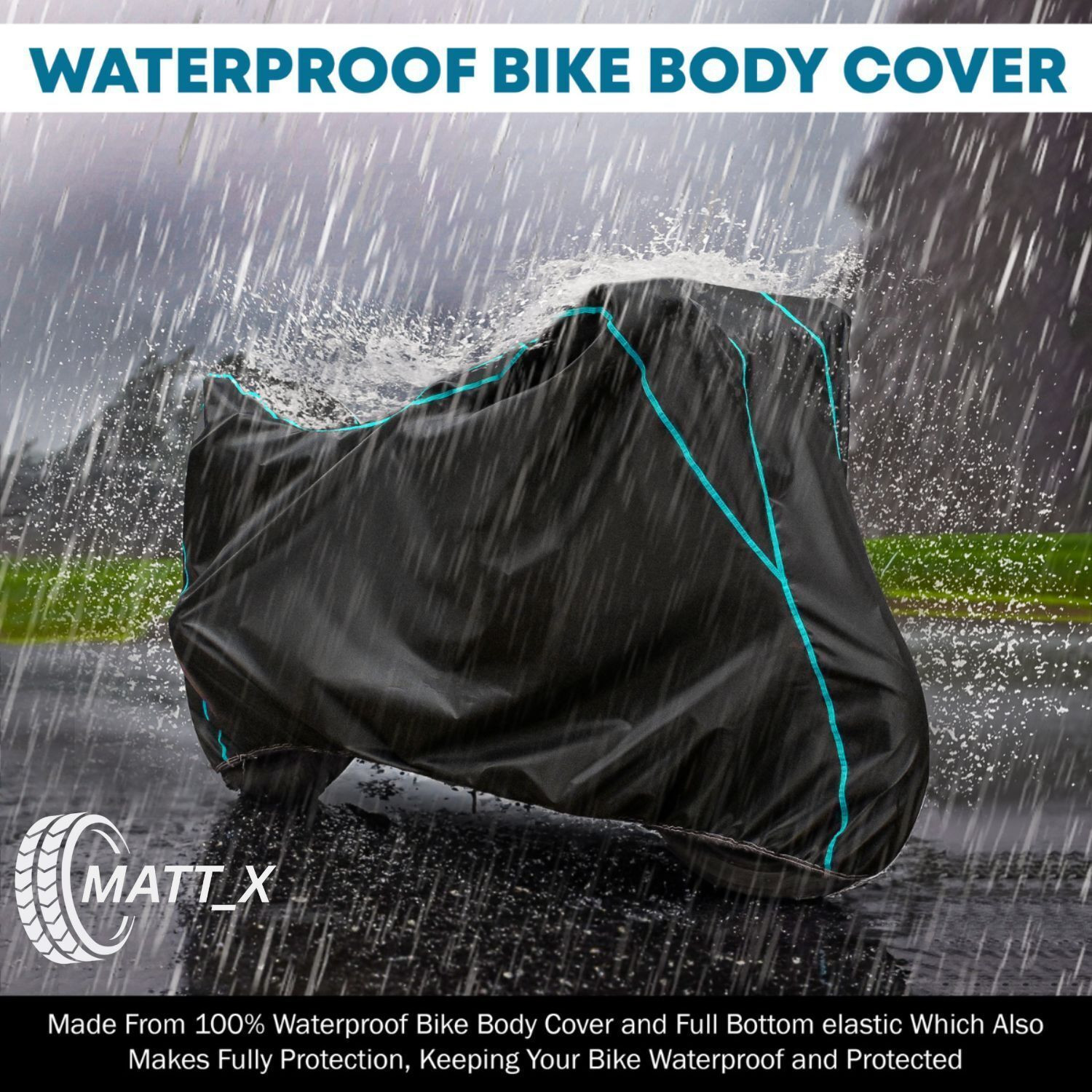 Image of MATT X Waterproof Two Wheeler Cover for Suzuki (Burgman Street, Black, Blue)