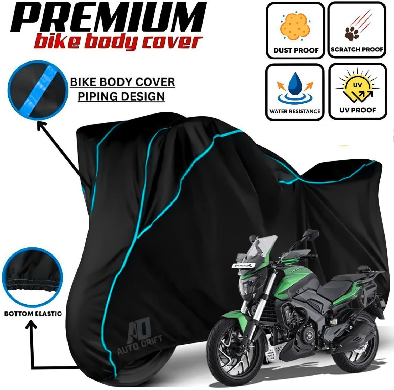 Image of Auto Drift Waterproof Two Wheeler Cover for Bajaj