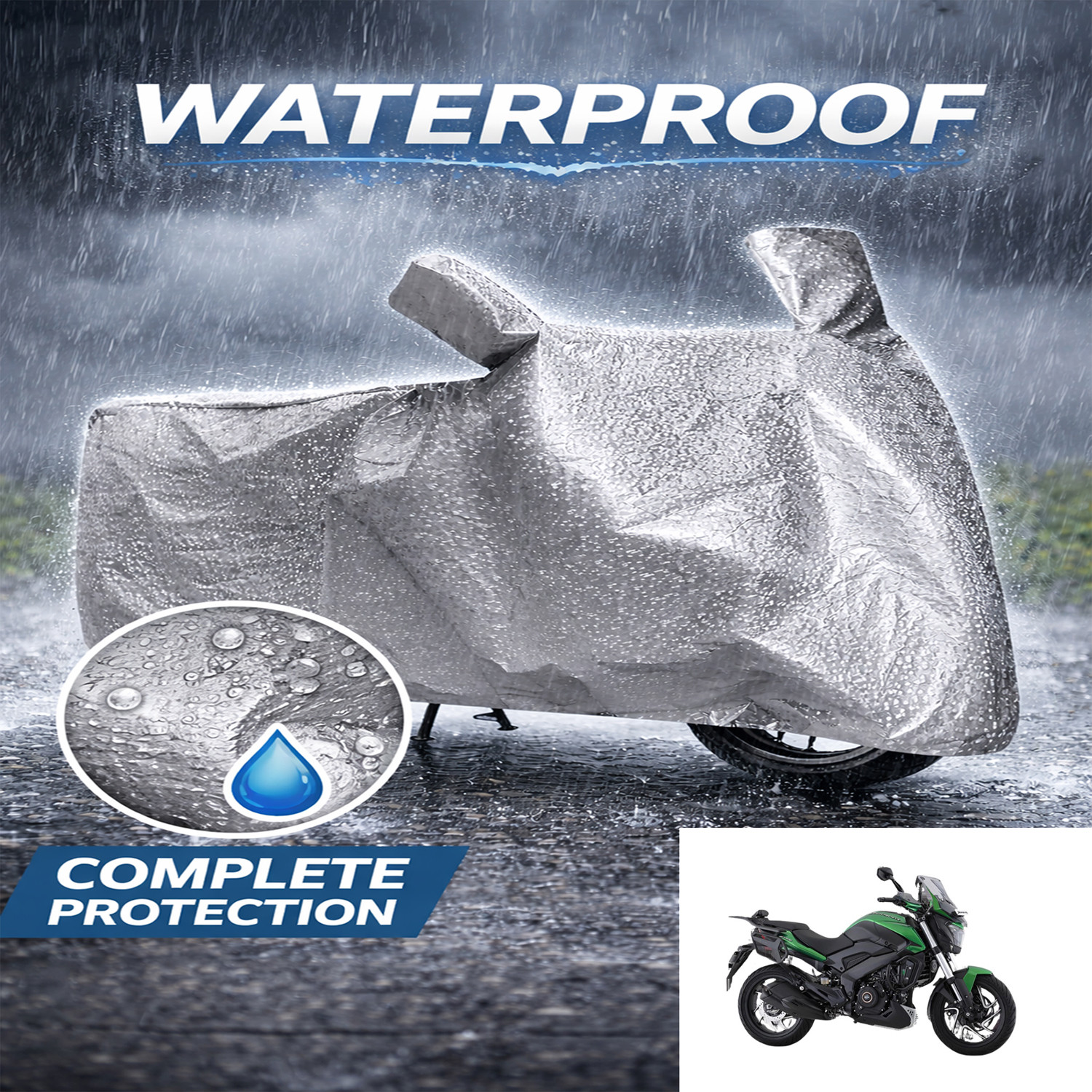 Image of Duffel Waterproof Two Wheeler Cover for Bajaj