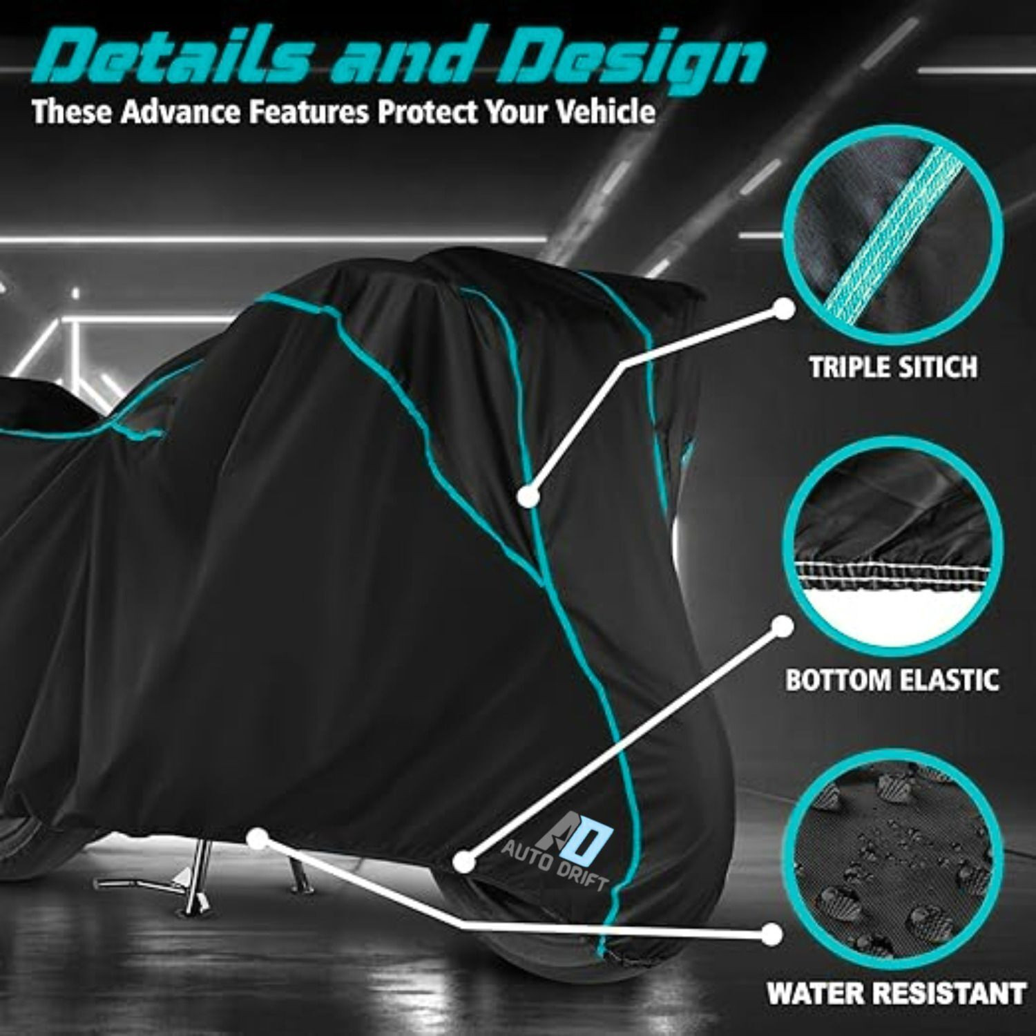 Image of Auto Drift Waterproof Two Wheeler Cover for Bajaj