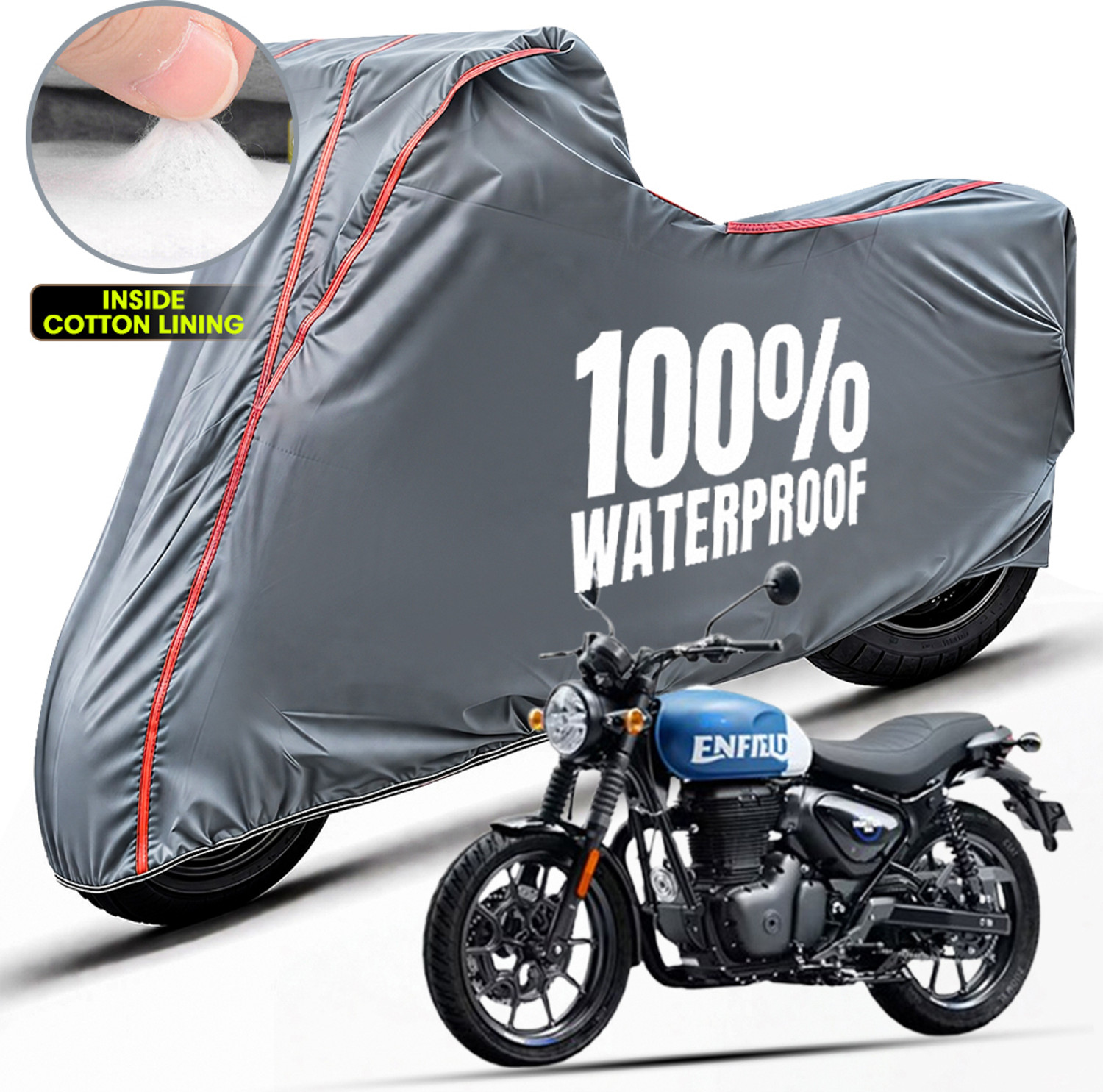 Image of Oto2eye Waterproof Two Wheeler Cover for Royal Enfield