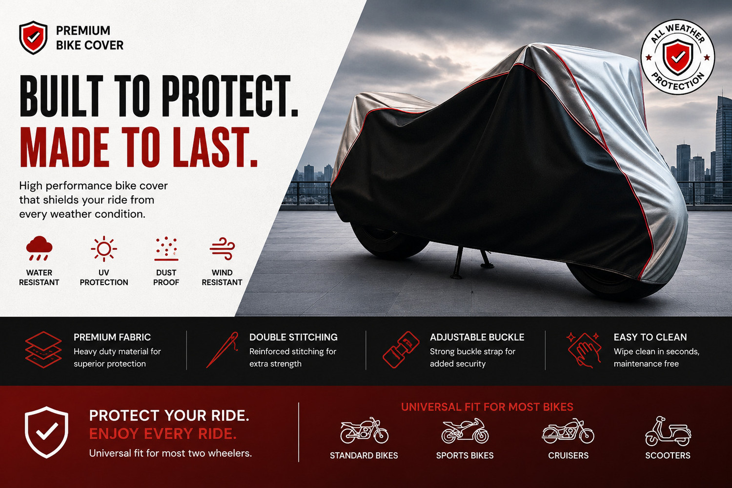 Image of AXLOZ Two Wheeler Cover for Bajaj