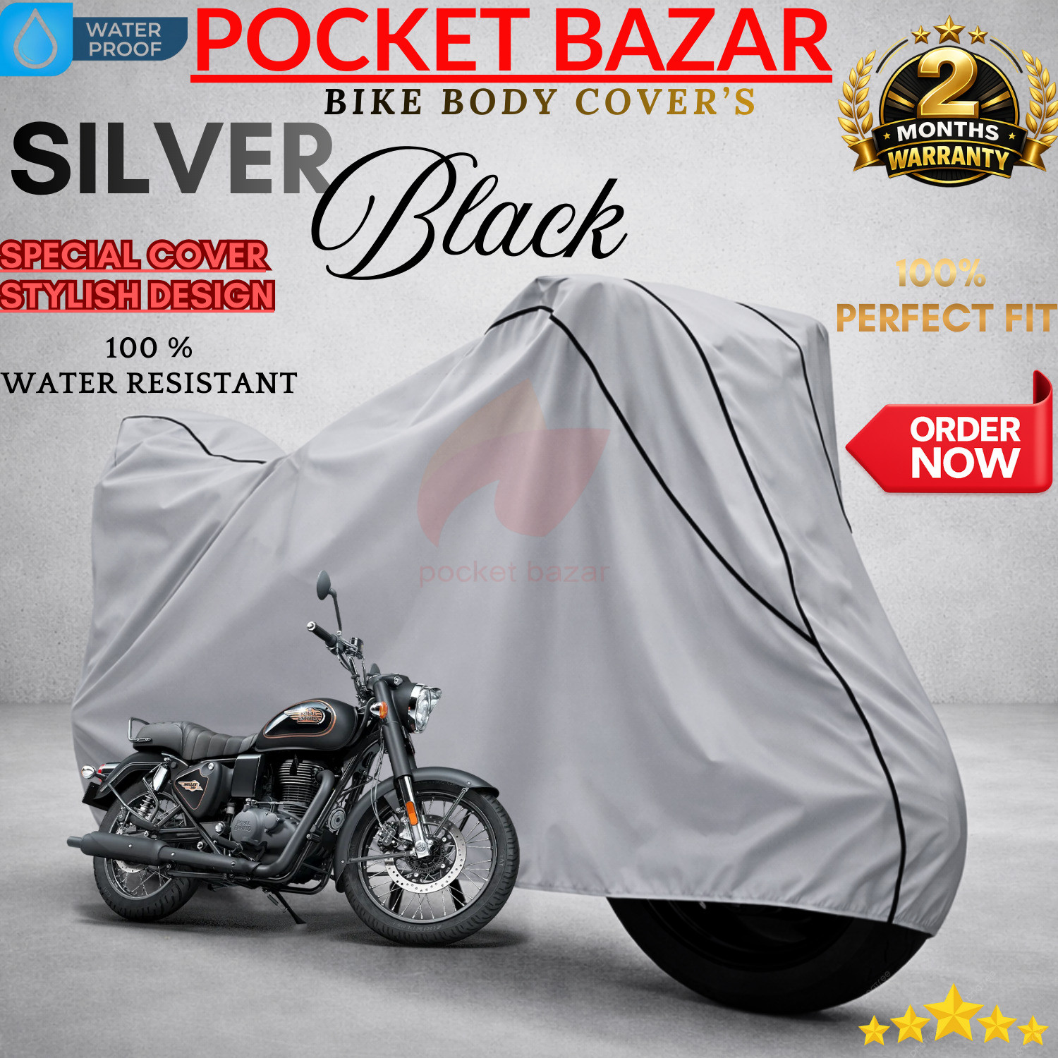 Image of pocket bazar Waterproof Two Wheeler Cover for Royal Enfield