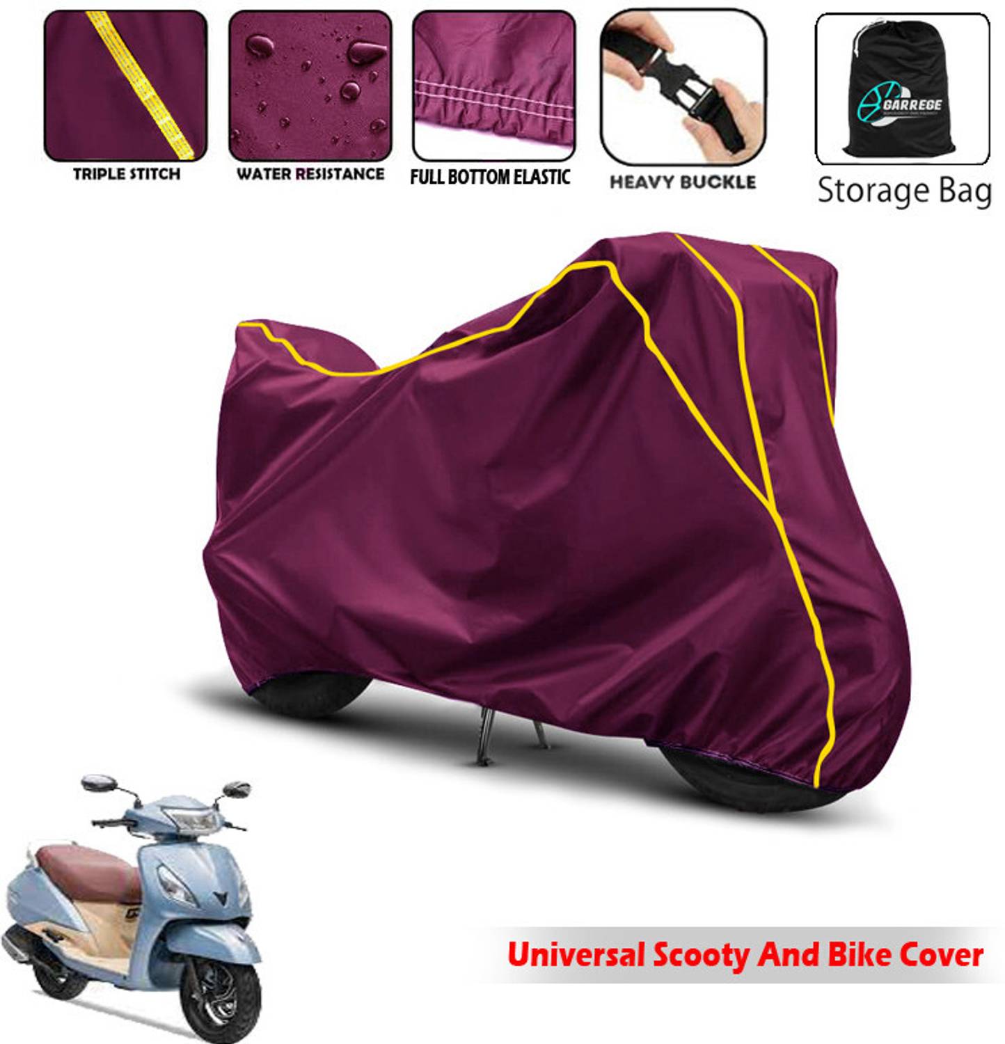 AUTOBIRSA Two Wheeler Cover for TVS