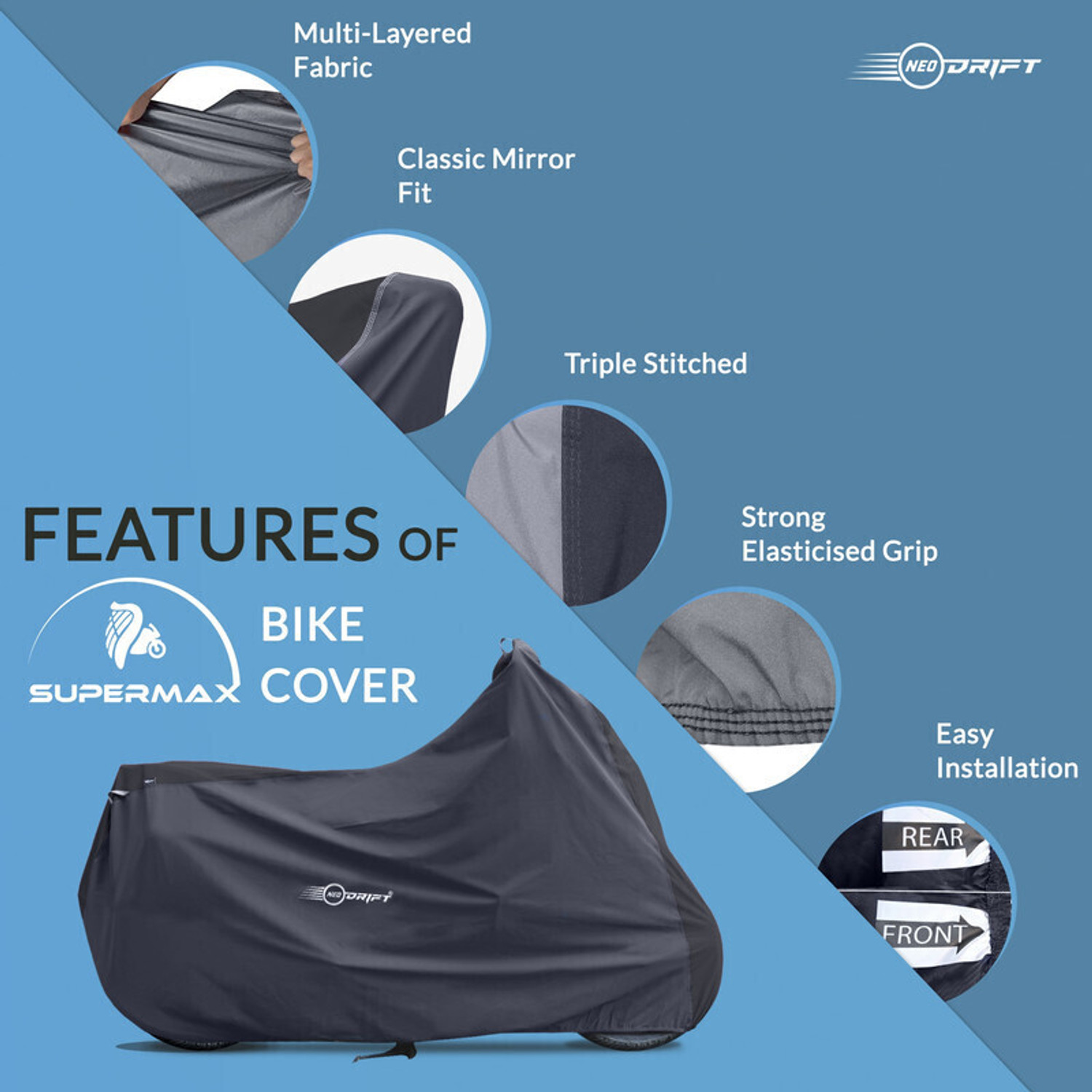 Image of Neodrift Two Wheeler Cover for BMW (G 310 R, Black, Grey)