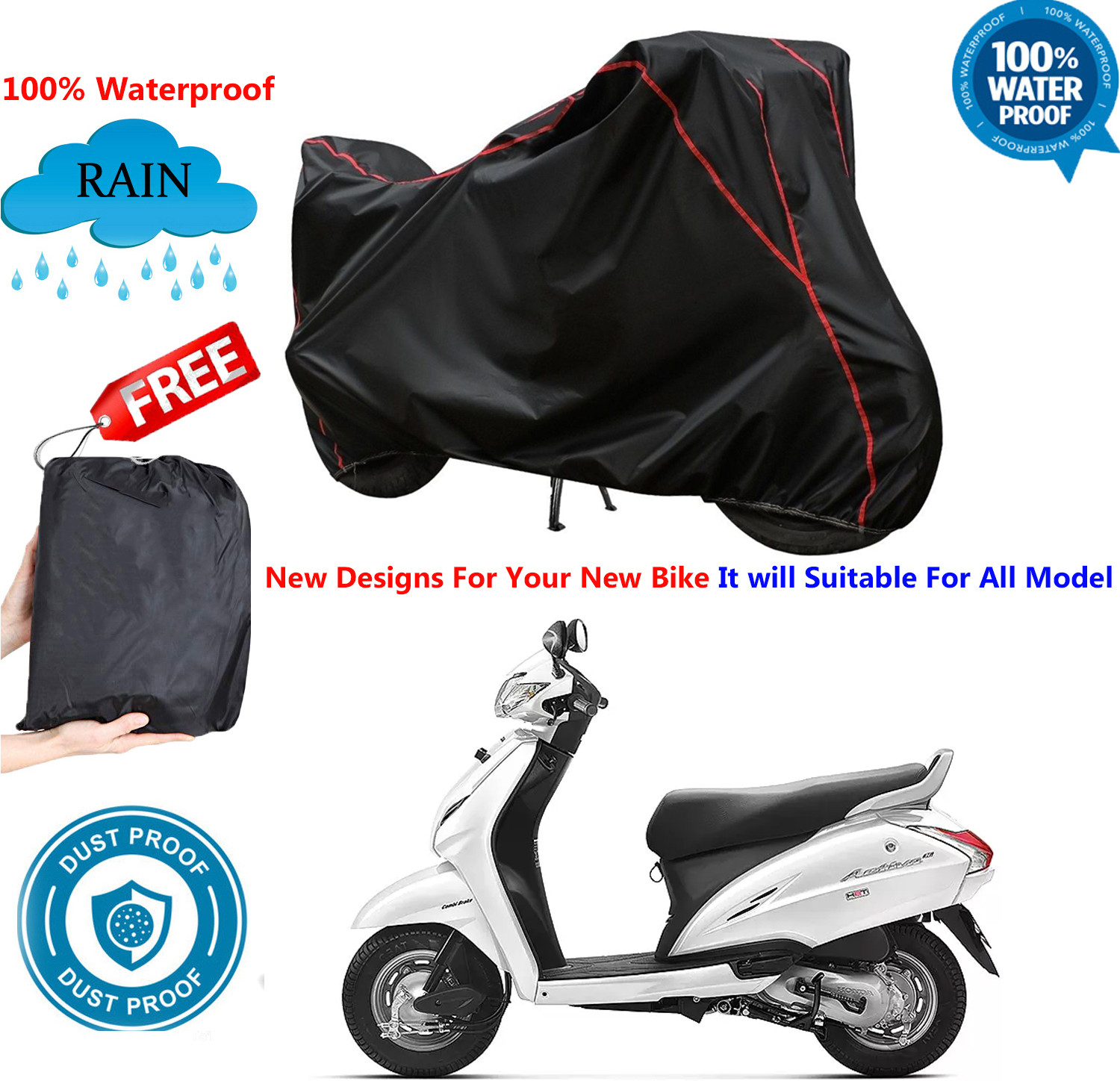 Image of OliverX Waterproof Two Wheeler Cover for Honda