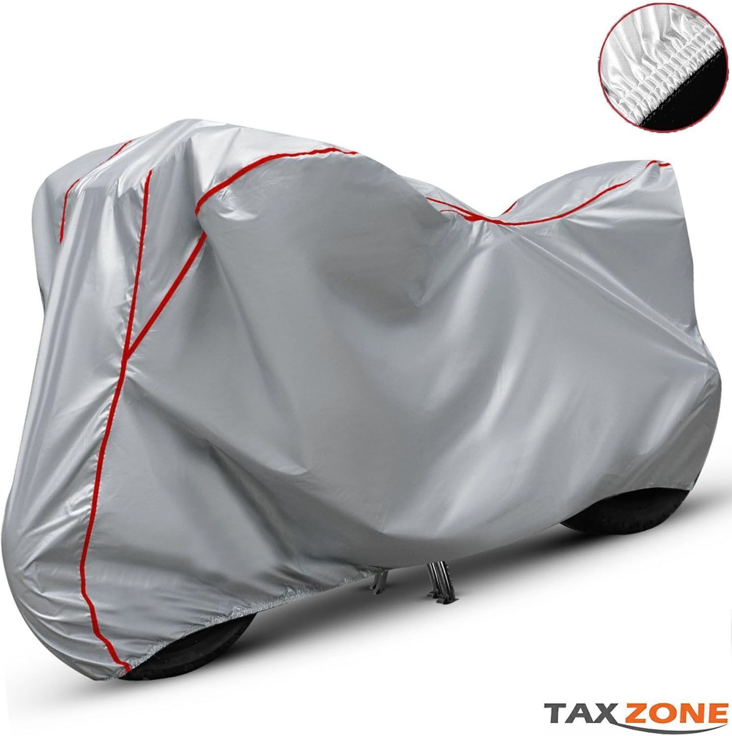 Image of TAXZONE Waterproof Two Wheeler Cover for Honda (CB Unicorn, Silver, Red)