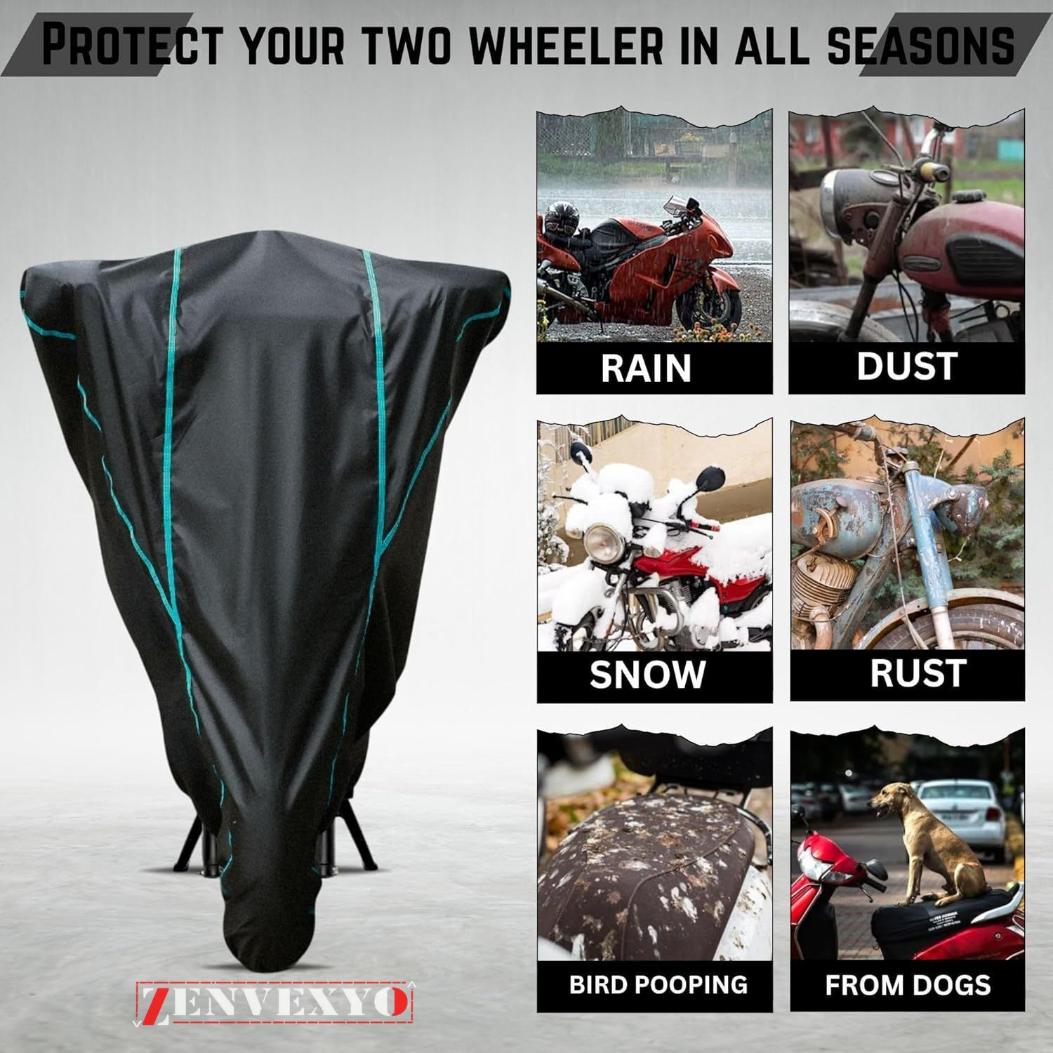 Image of ZENVEXYO Waterproof Two Wheeler Cover for Bajaj