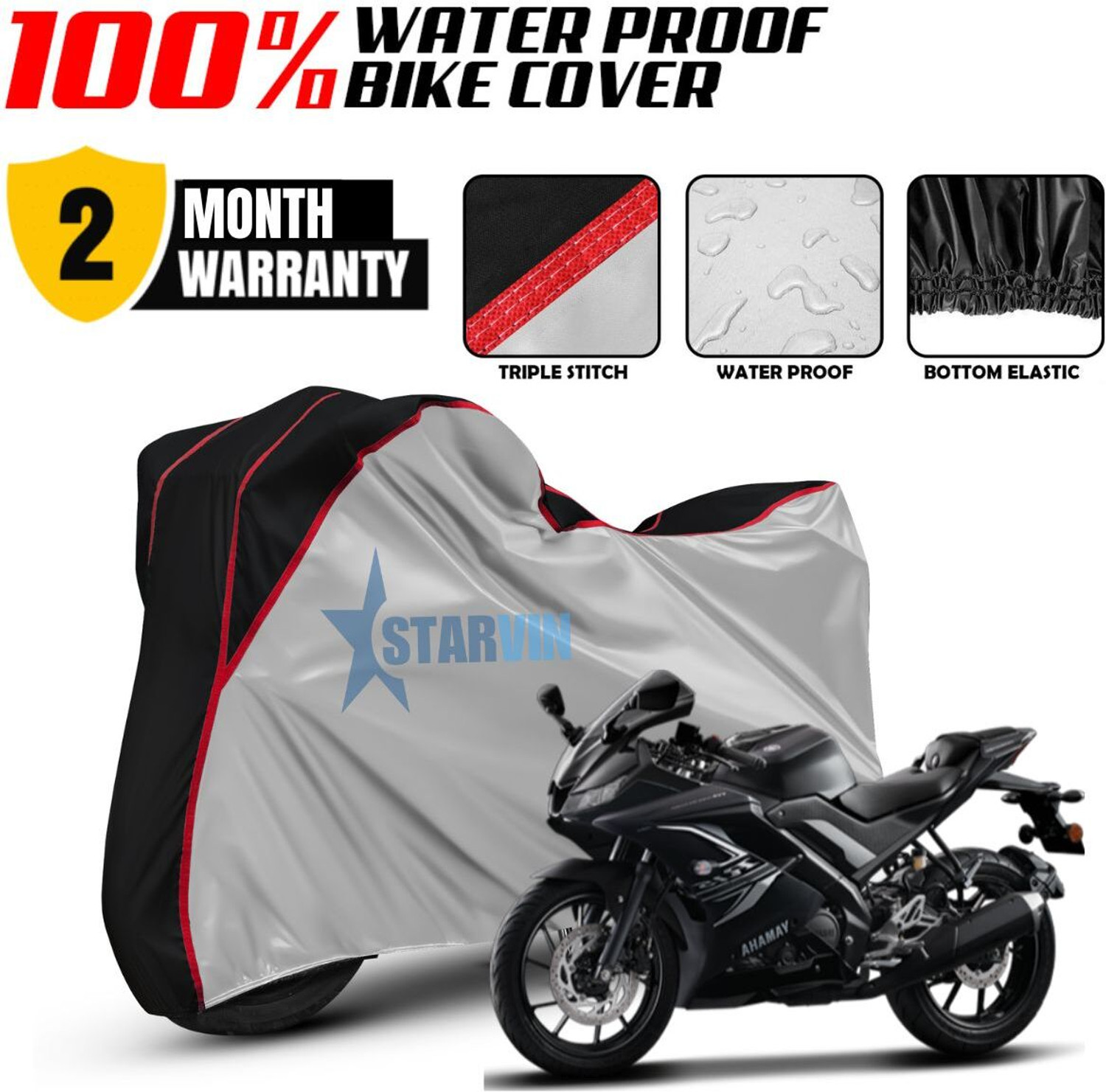Image of Starvin Waterproof Two Wheeler Cover for Yamaha