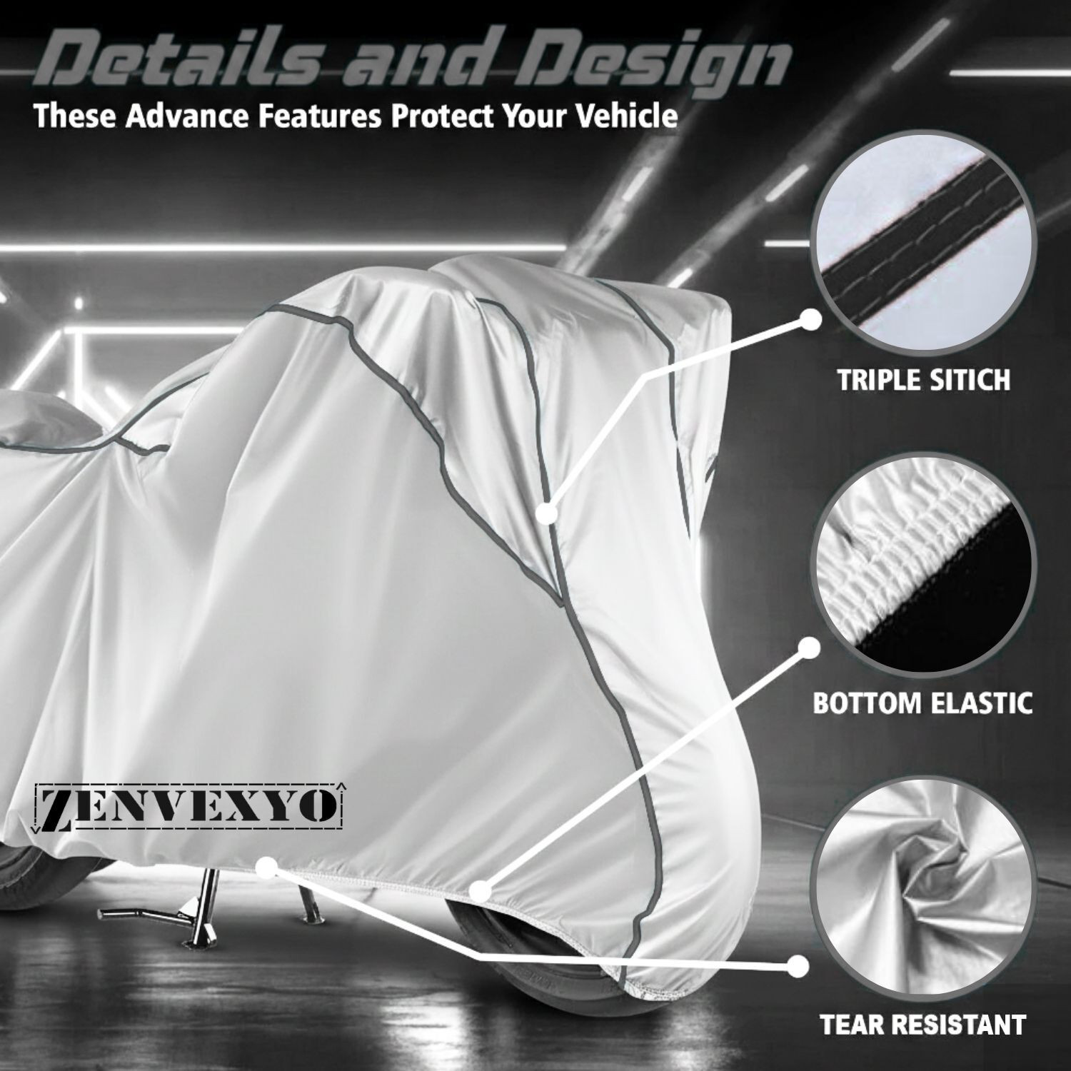 Image of ZENVEXYO Waterproof Two Wheeler Cover for TVS