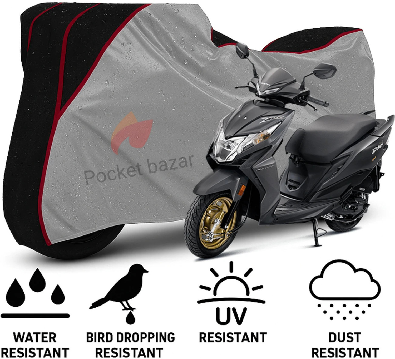 Image of pocket bazar Waterproof Two Wheeler Cover for Honda