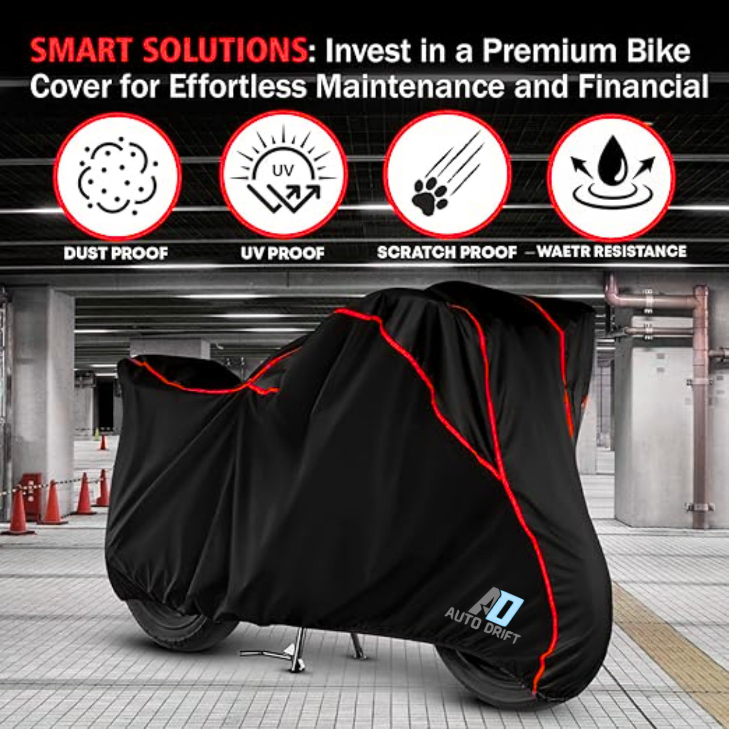 Image of Auto Drift Waterproof Two Wheeler Cover for Suzuki