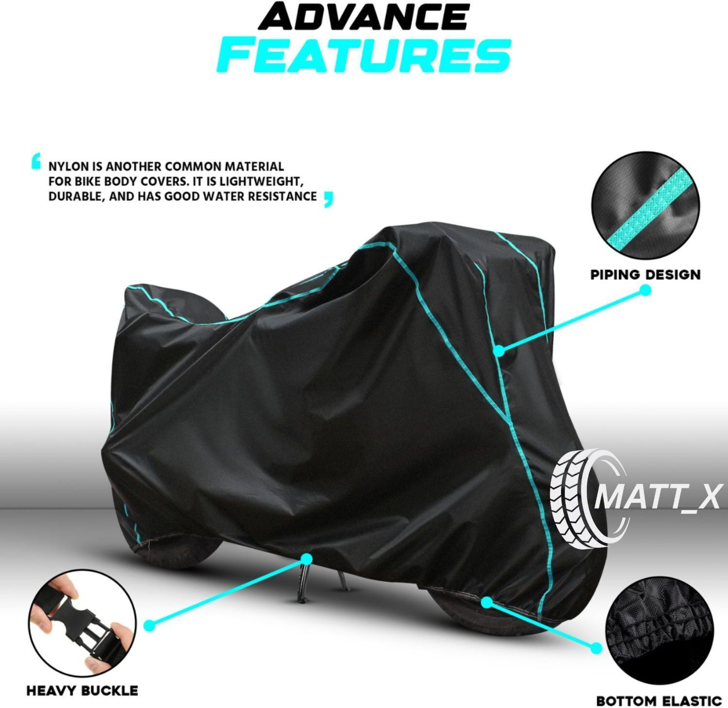 Image of MATT X Waterproof Two Wheeler Cover for Suzuki (Burgman Street, Black, Blue)
