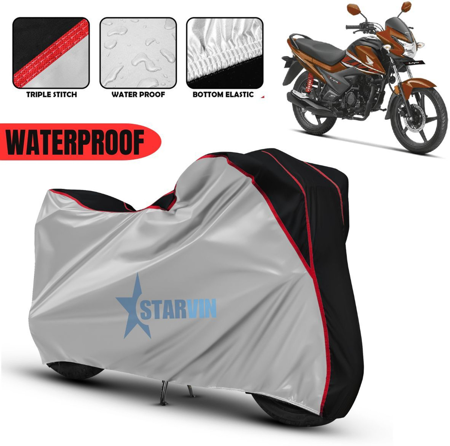 Image of Starvin Waterproof Two Wheeler Cover for Honda