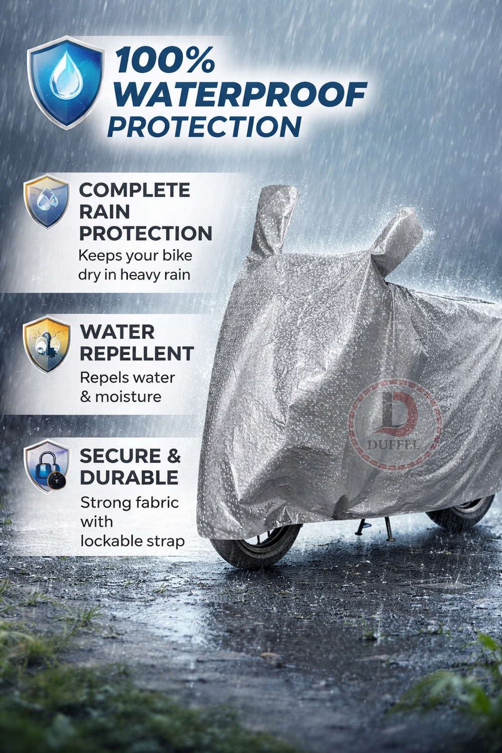 Image of Duffel Waterproof Two Wheeler Cover for Bajaj